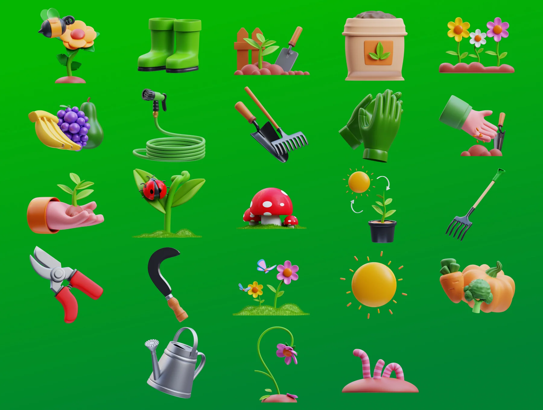 Gardening & Landscaping 3D Illustrations 5