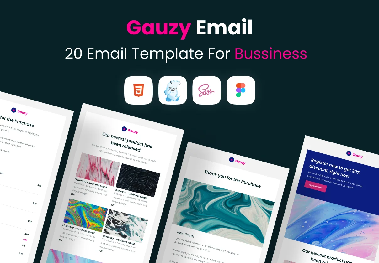 Gauzy - 20 Uniq Email Template for Bussiness