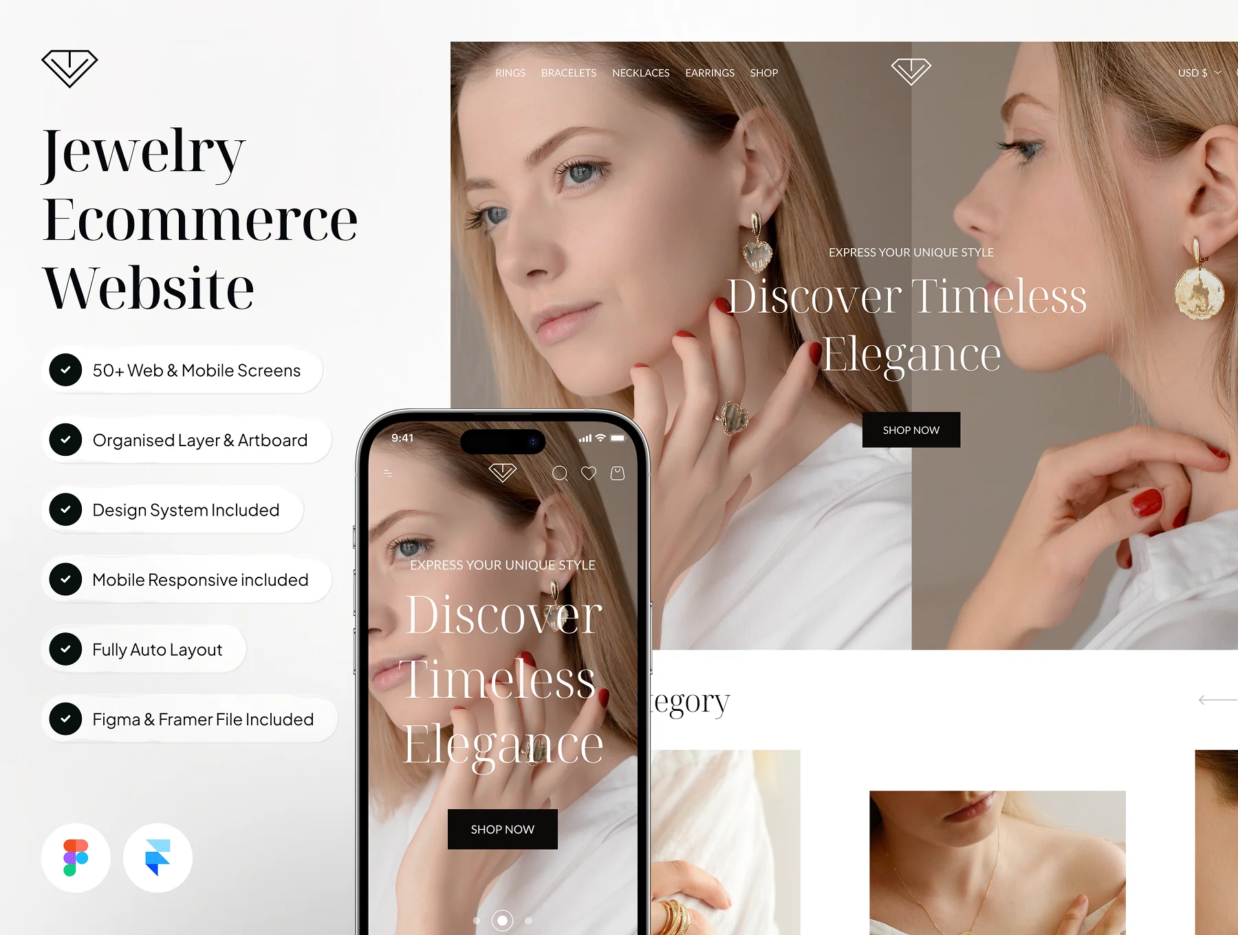 Gemjewel - Jewelry Ecommerce Website Framer Template