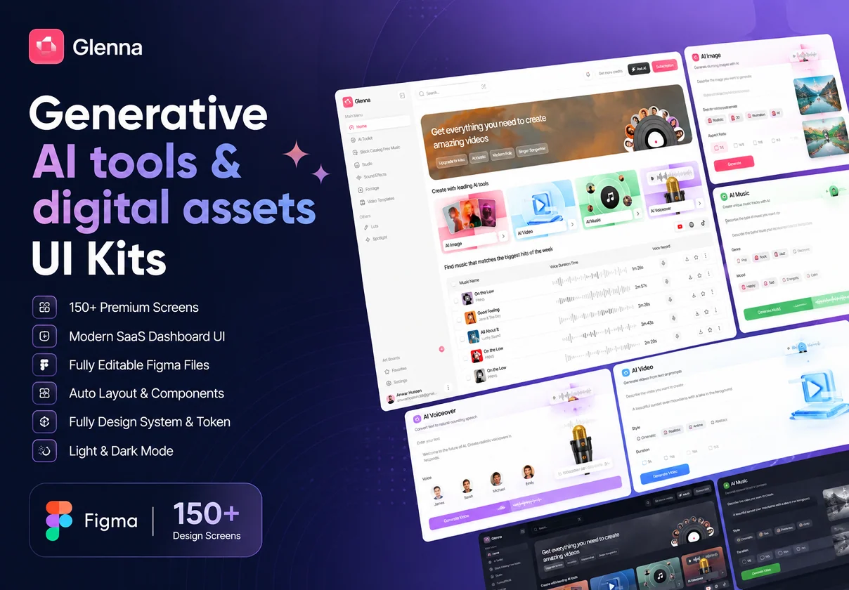 Generative AI Tools & Digital Assets UI Kit Design