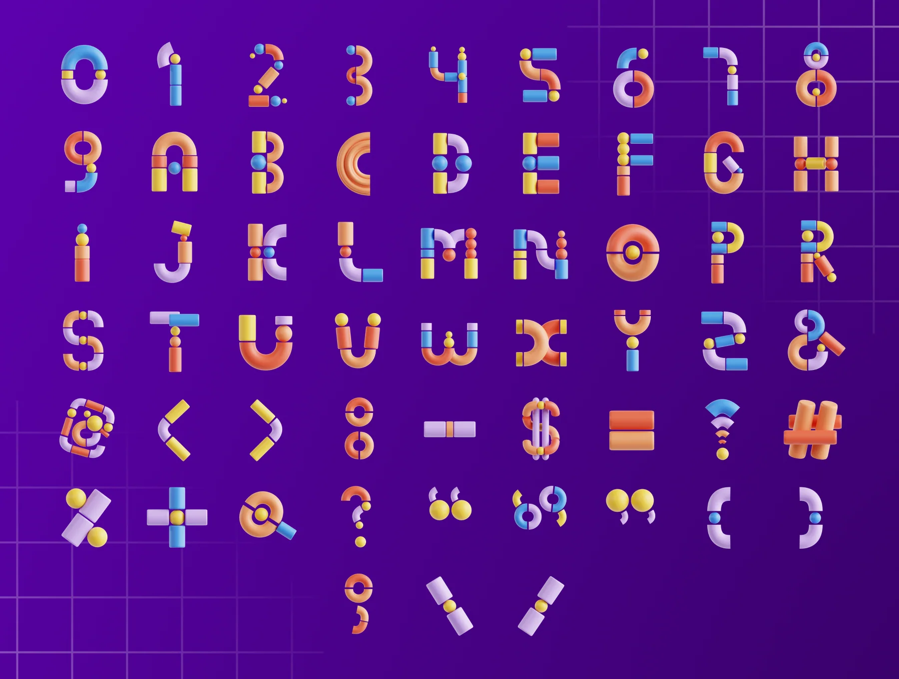 Geometric Alphabet 3D Icon Set 2