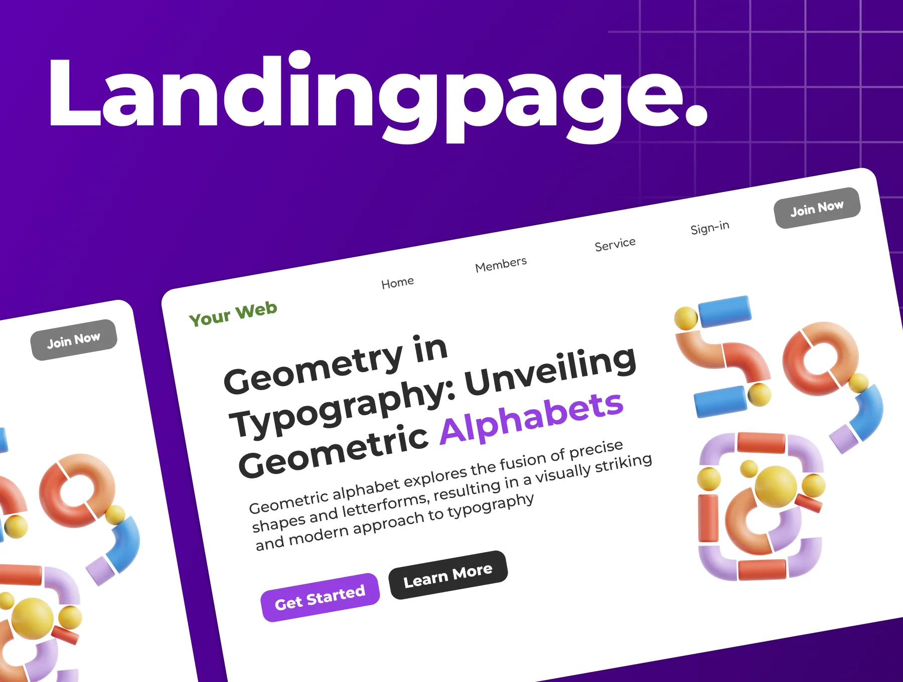 Geometric Alphabet 3D Icon Set 3