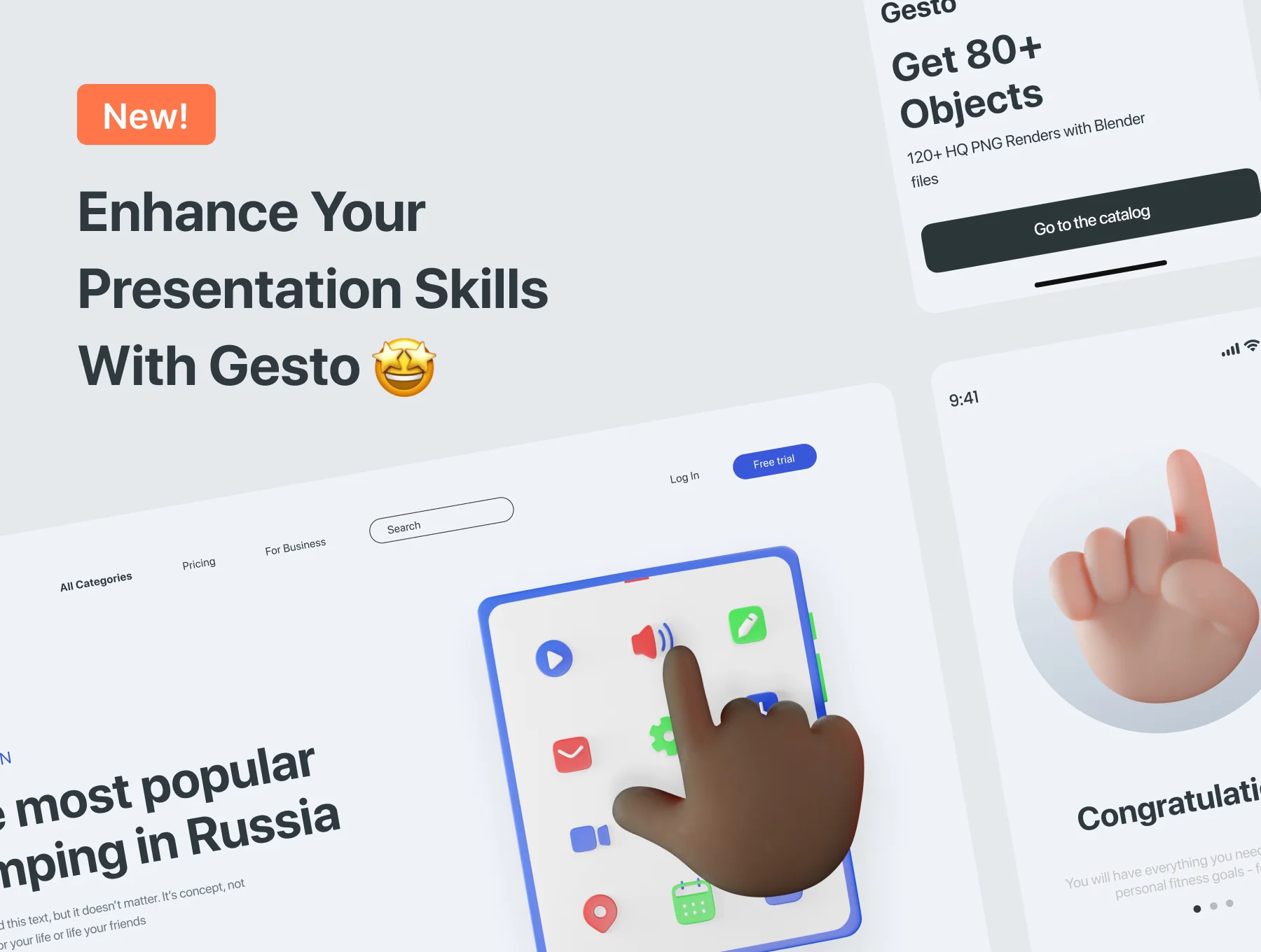 Gestos – Best Hand Gestures 3D illustration Pack 3