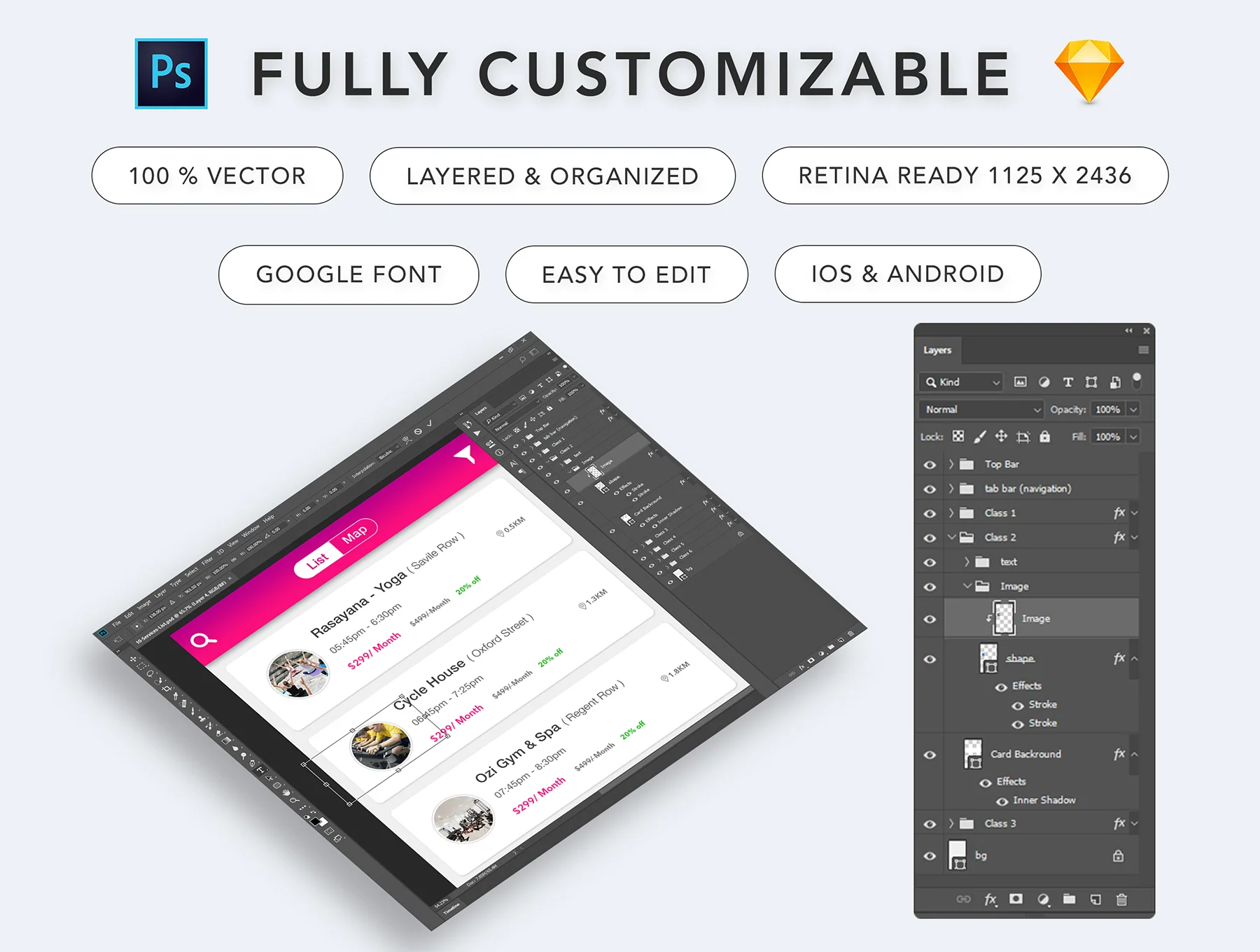GET FIT - Find NearBy Fitness Classes App UI Kit 2