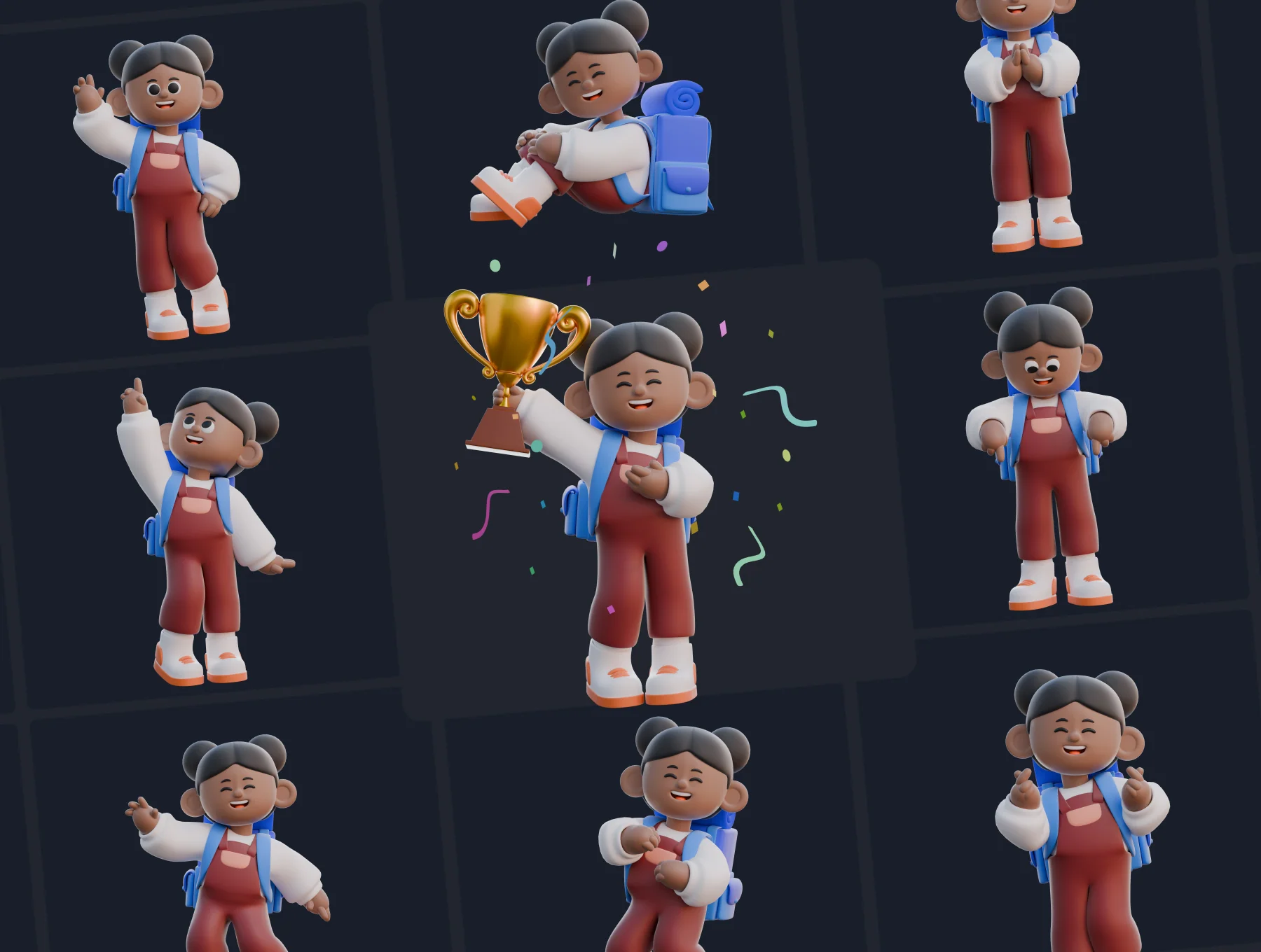 Girl 3D Character Poses 7