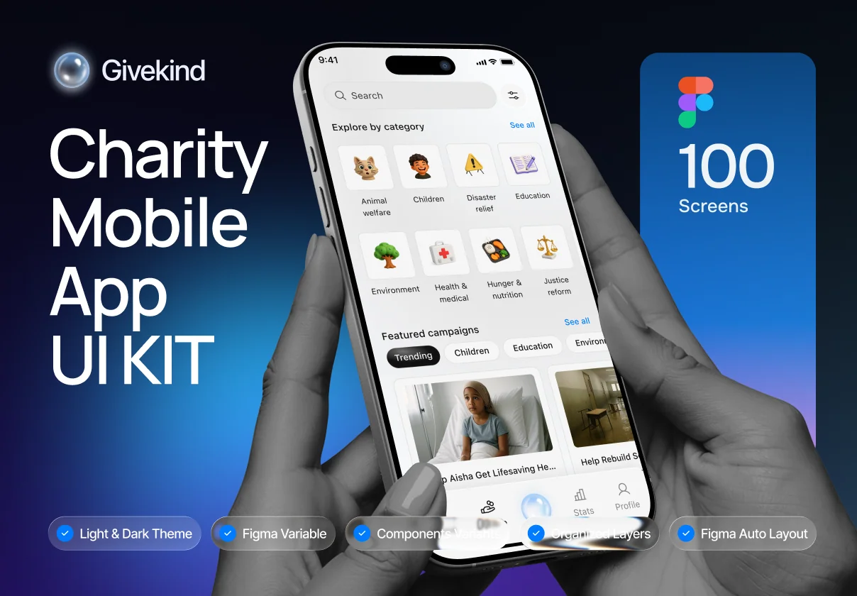 GiveKind - Charity Mobile App UI KIT