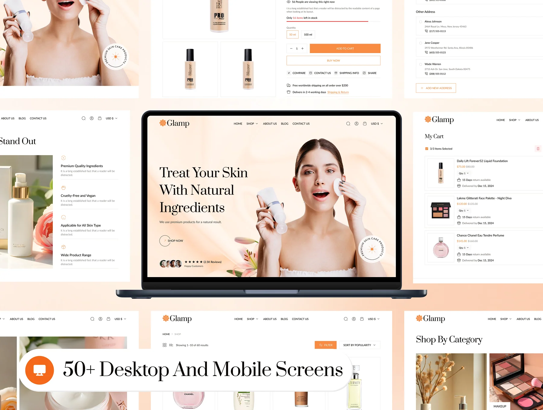 Glamp - Beauty Ecommerce Website Framer Template 3