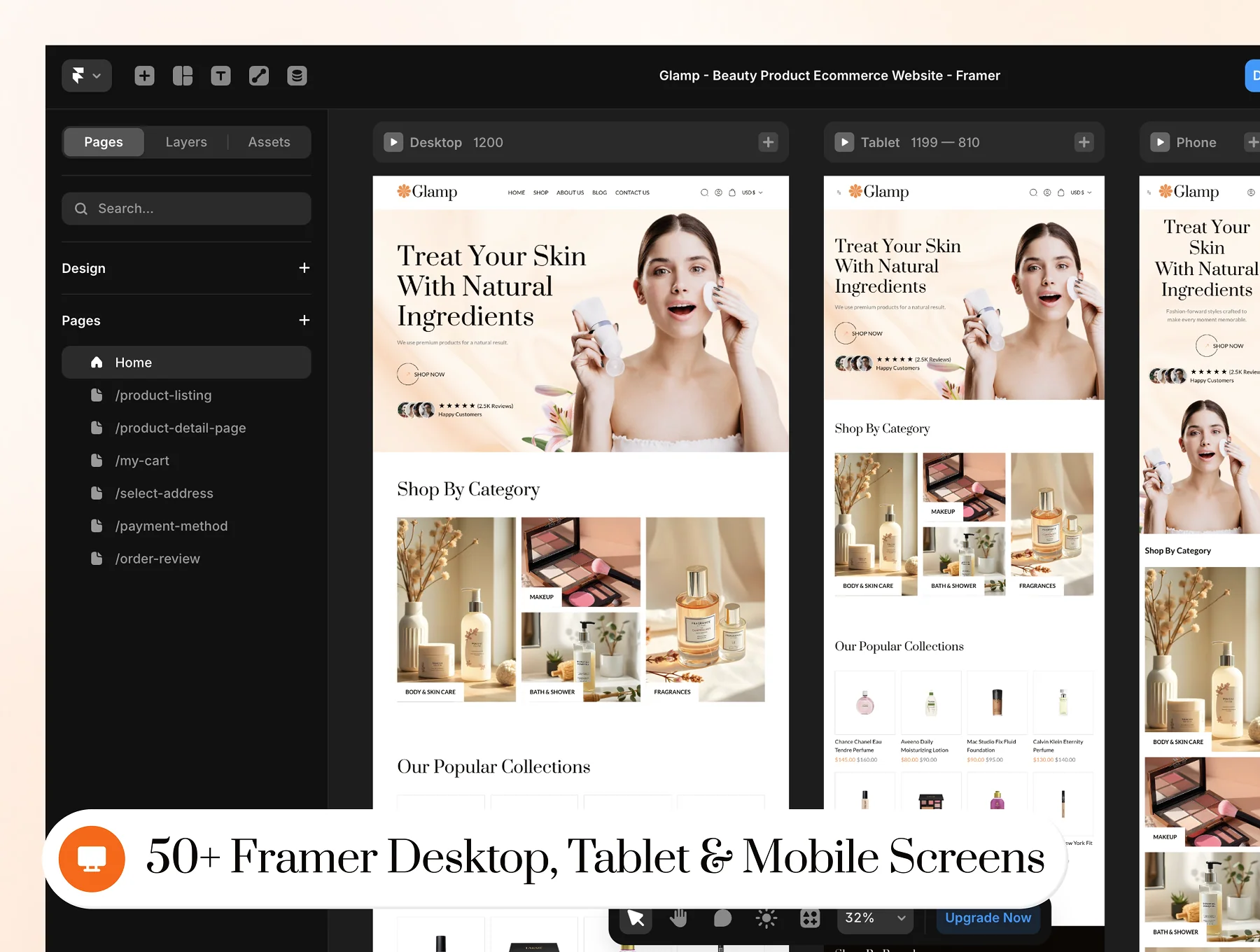 Glamp - Beauty Ecommerce Website Framer Template 8