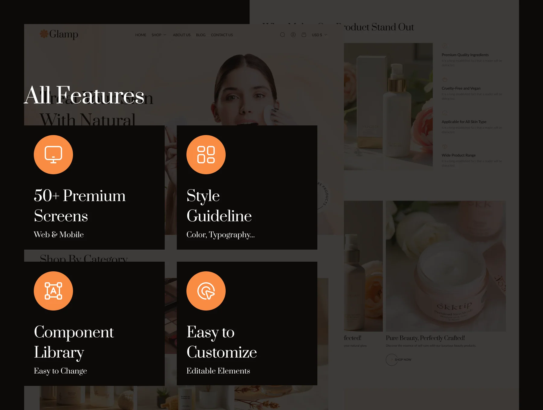 Glamp - Beauty Ecommerce Website UI Kit 2