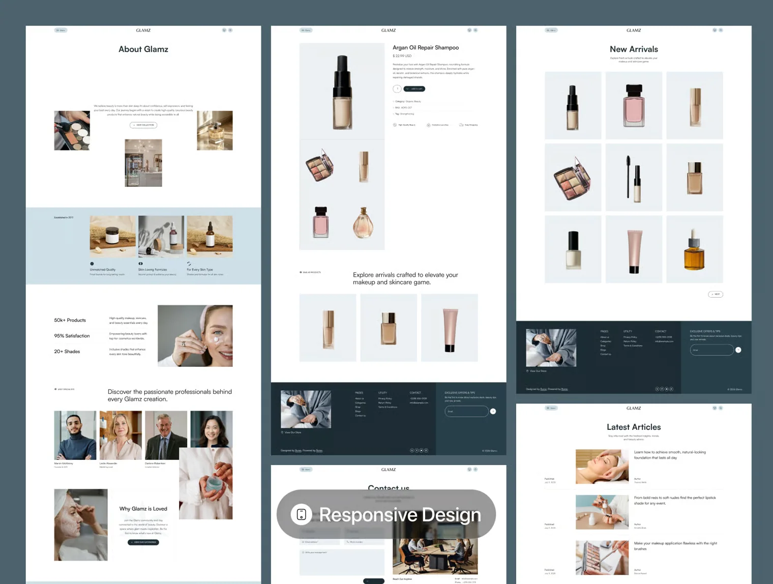 Glamz – Beauty & Cosmetics Website Design UI Kit 3