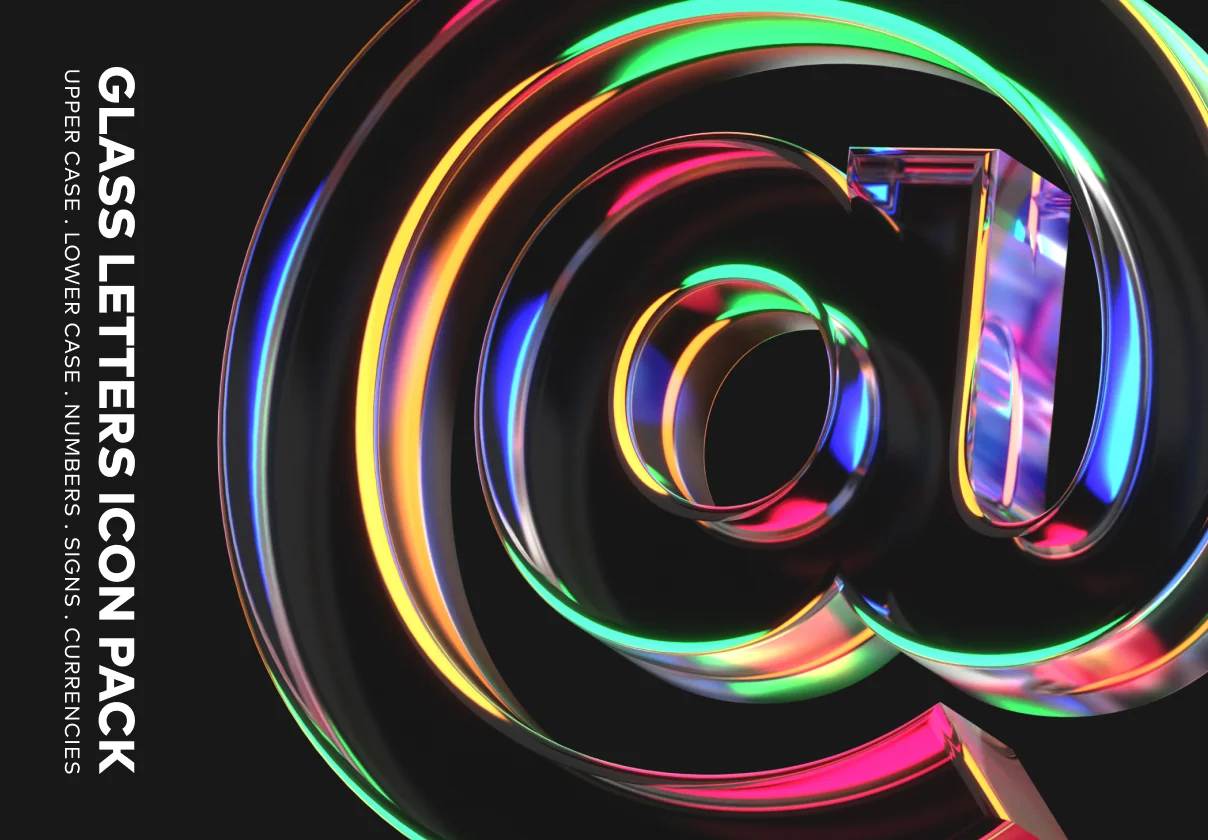 Glass Letters 3D Icon Pack
