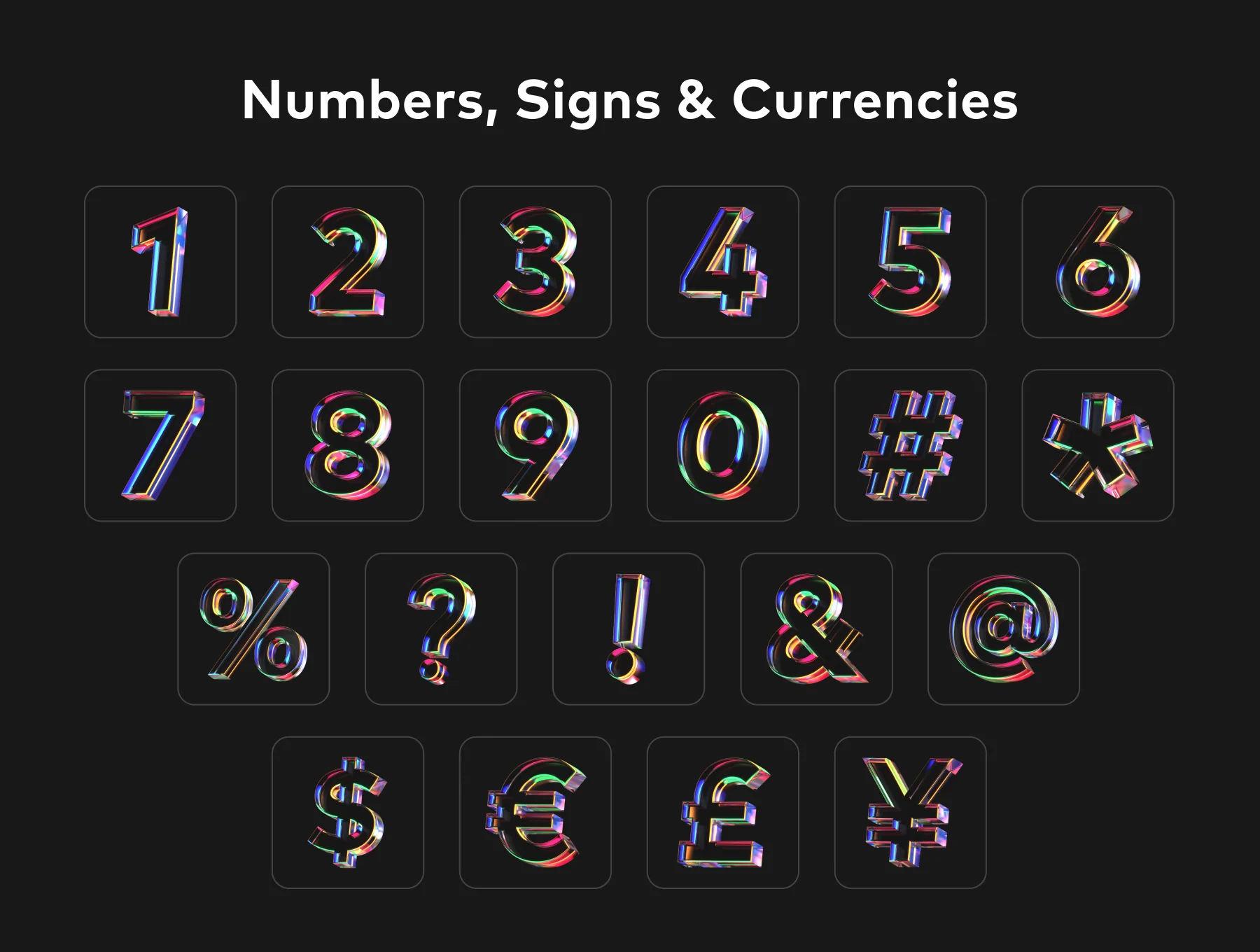 Glass Letters 3D Icon Pack 4