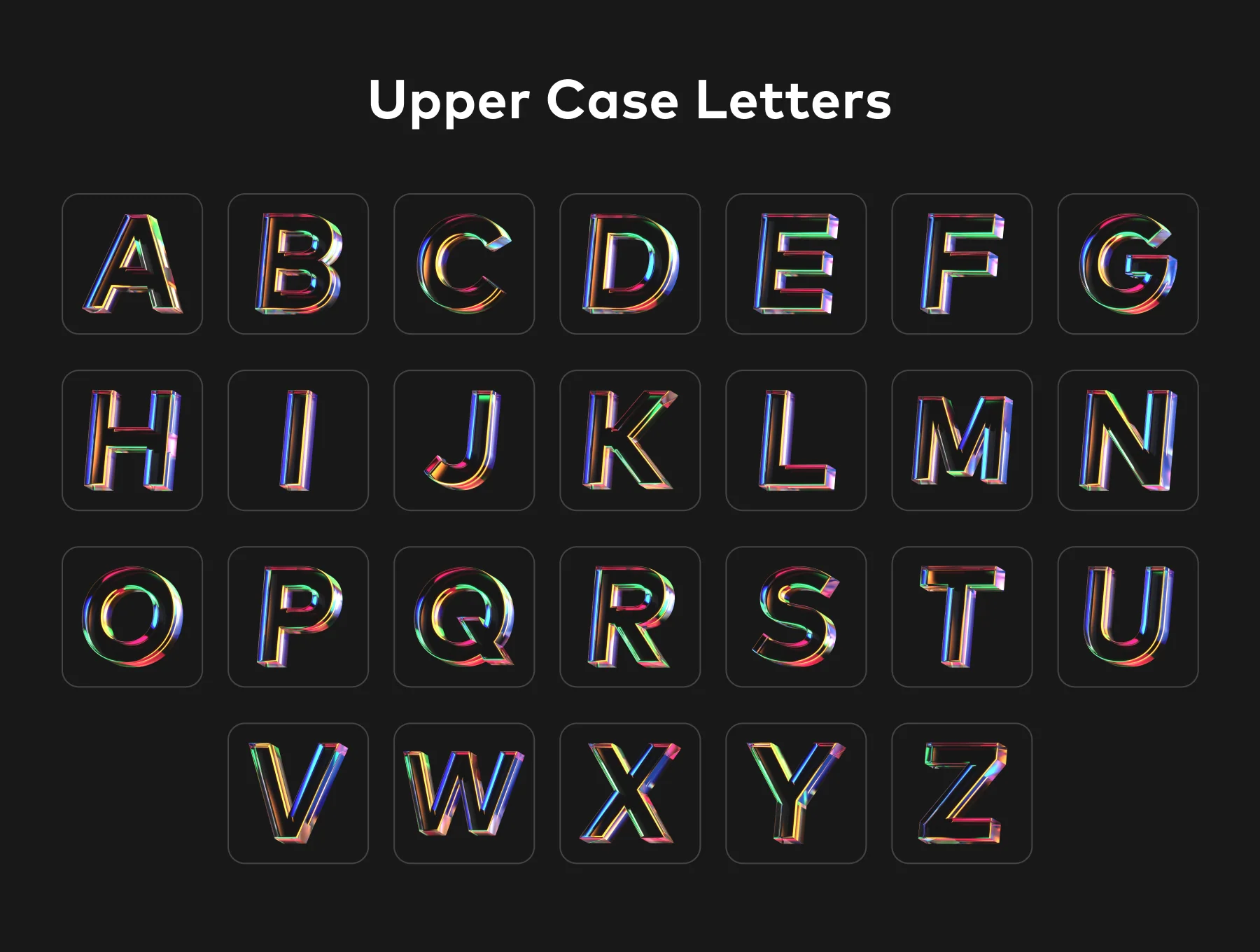 Glass Letters 3D Icon Pack 5