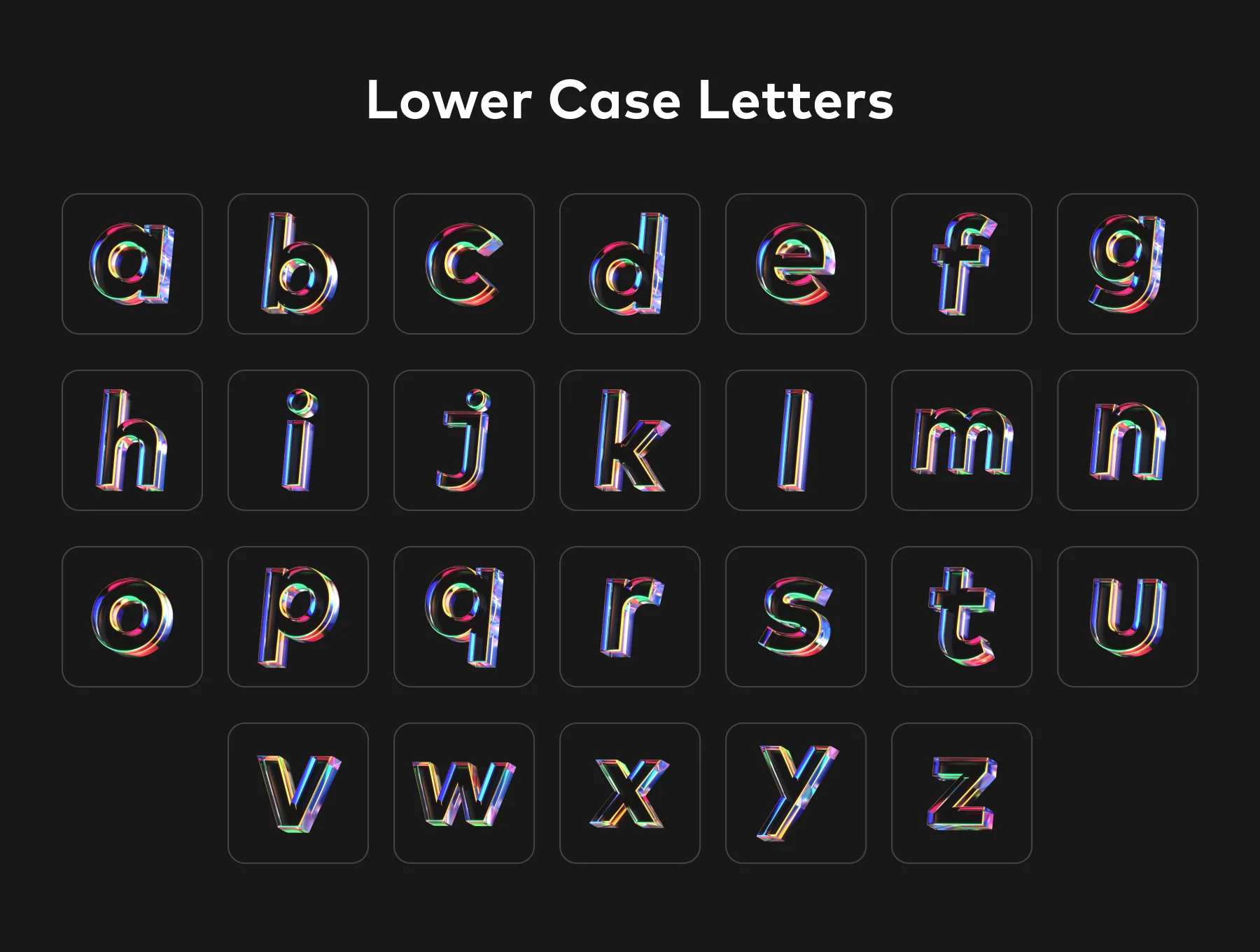 Glass Letters 3D Icon Pack 6