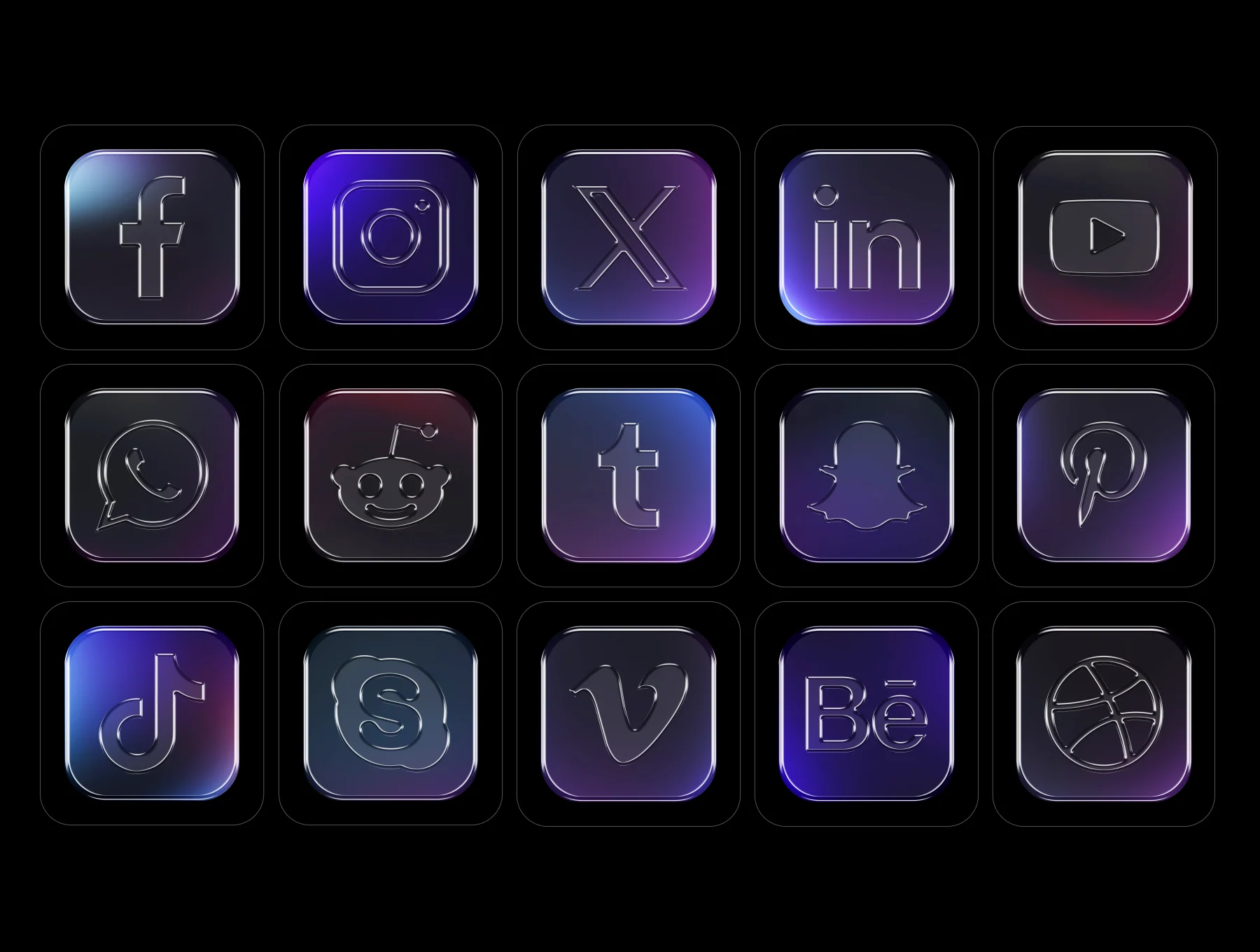Glassify – Social Media Icons 3