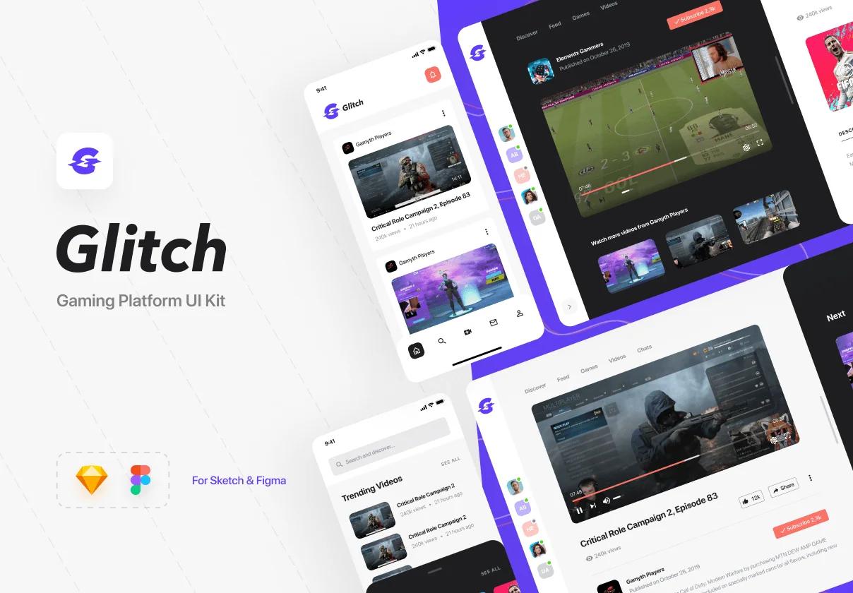 Glitch Gaming Platform UI Kit