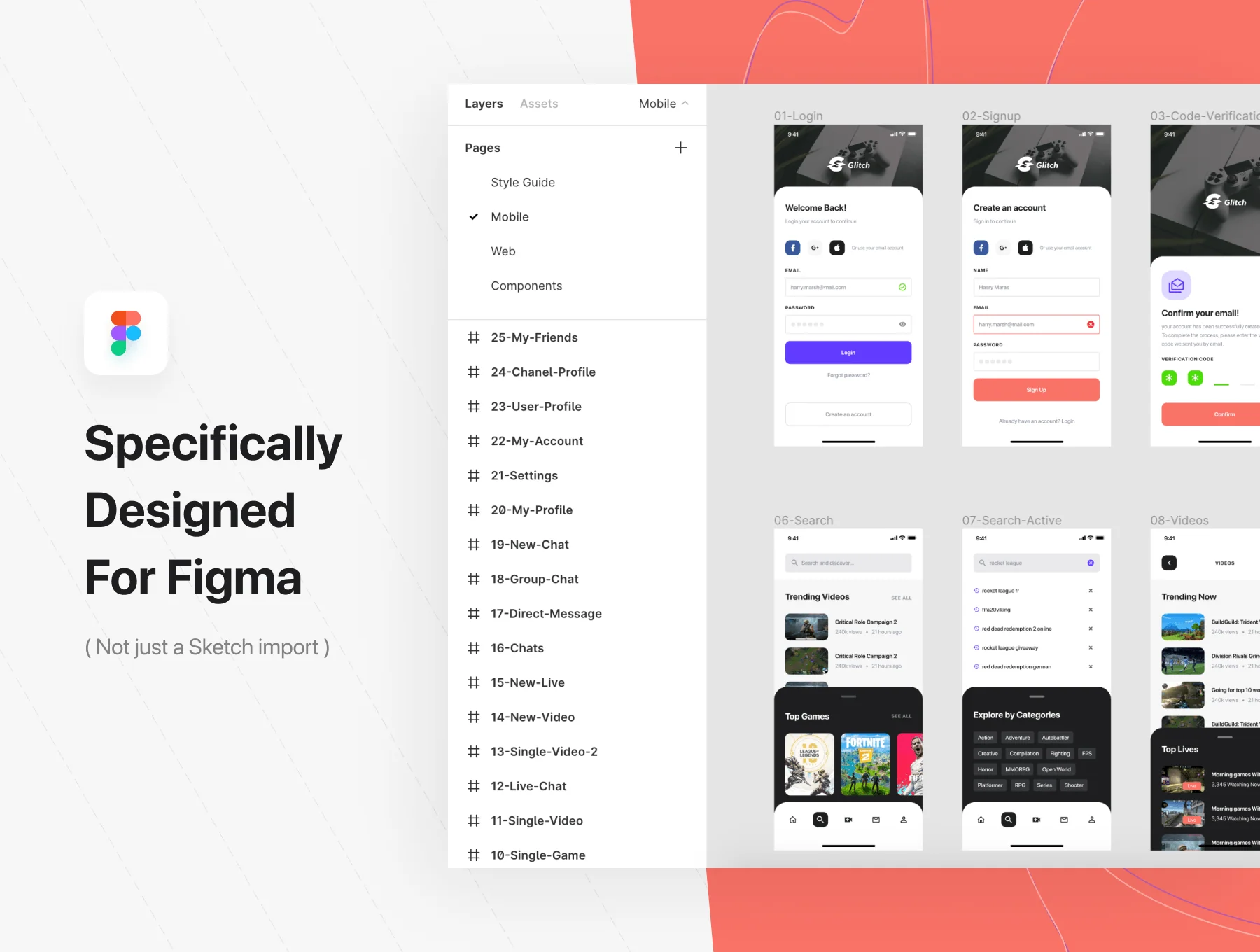 Glitch Gaming Platform UI Kit 5