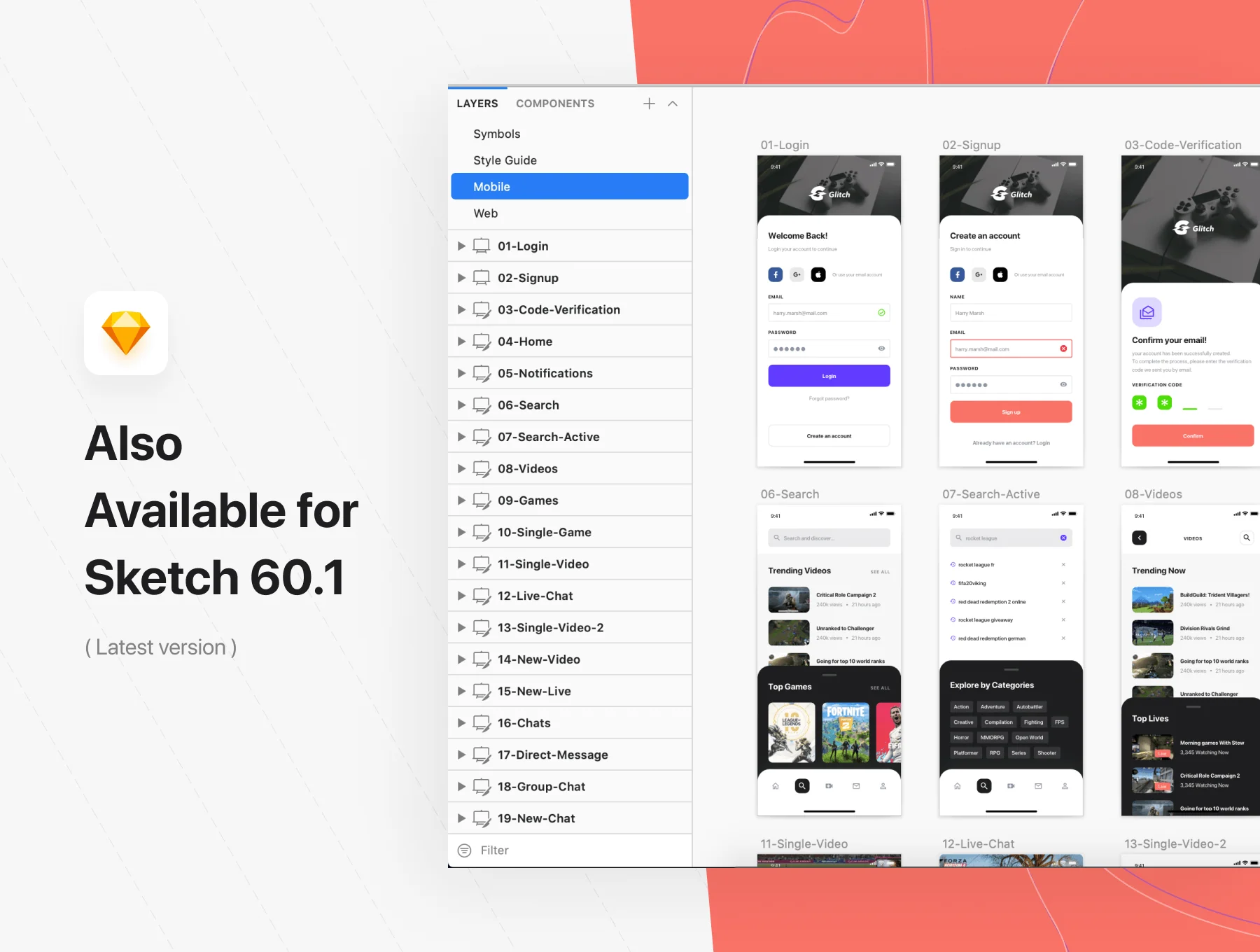 Glitch Gaming Platform UI Kit 6