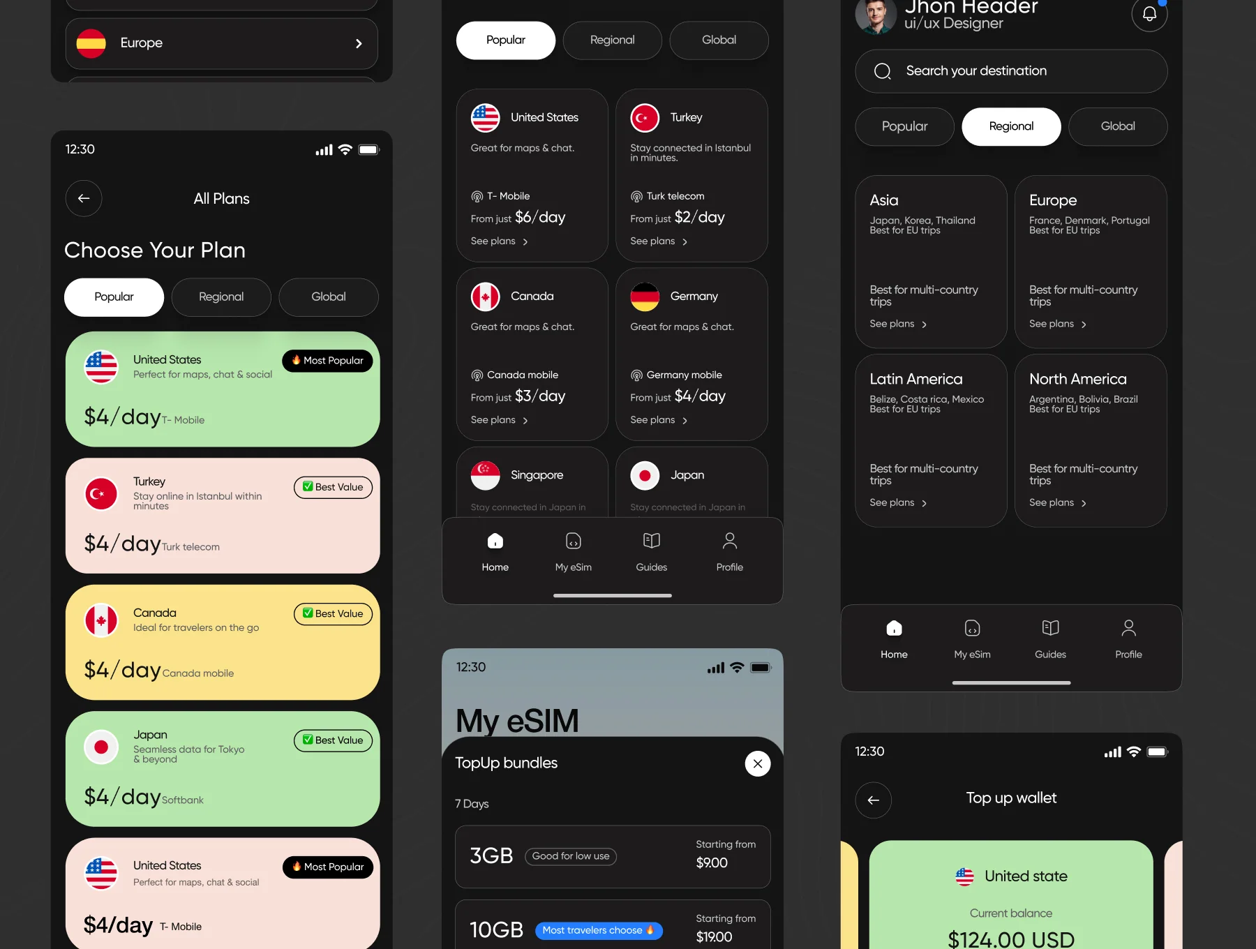 Global Esim App Product Ui Kit  + Dark 5