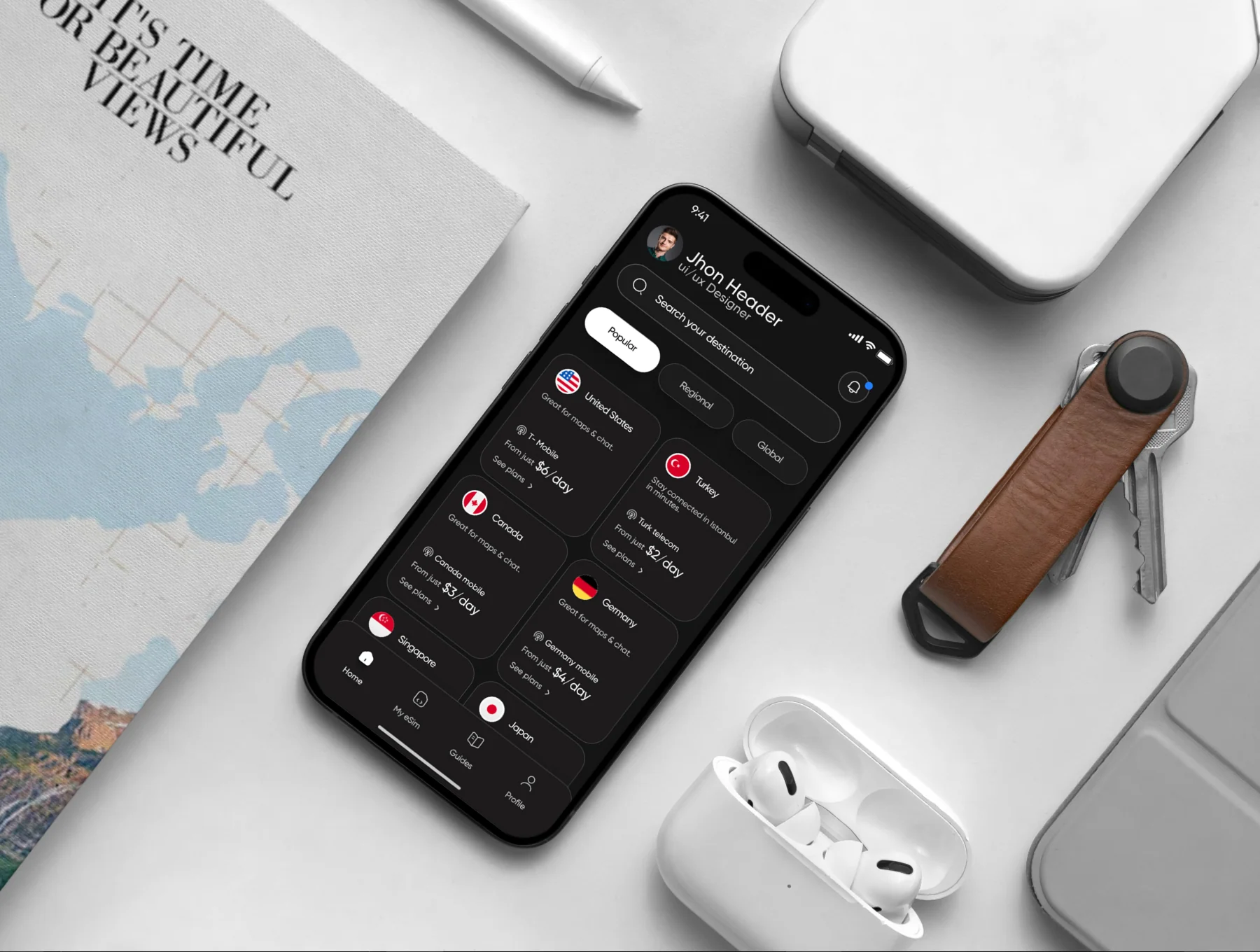 Global Esim App Product Ui Kit  + Dark 7