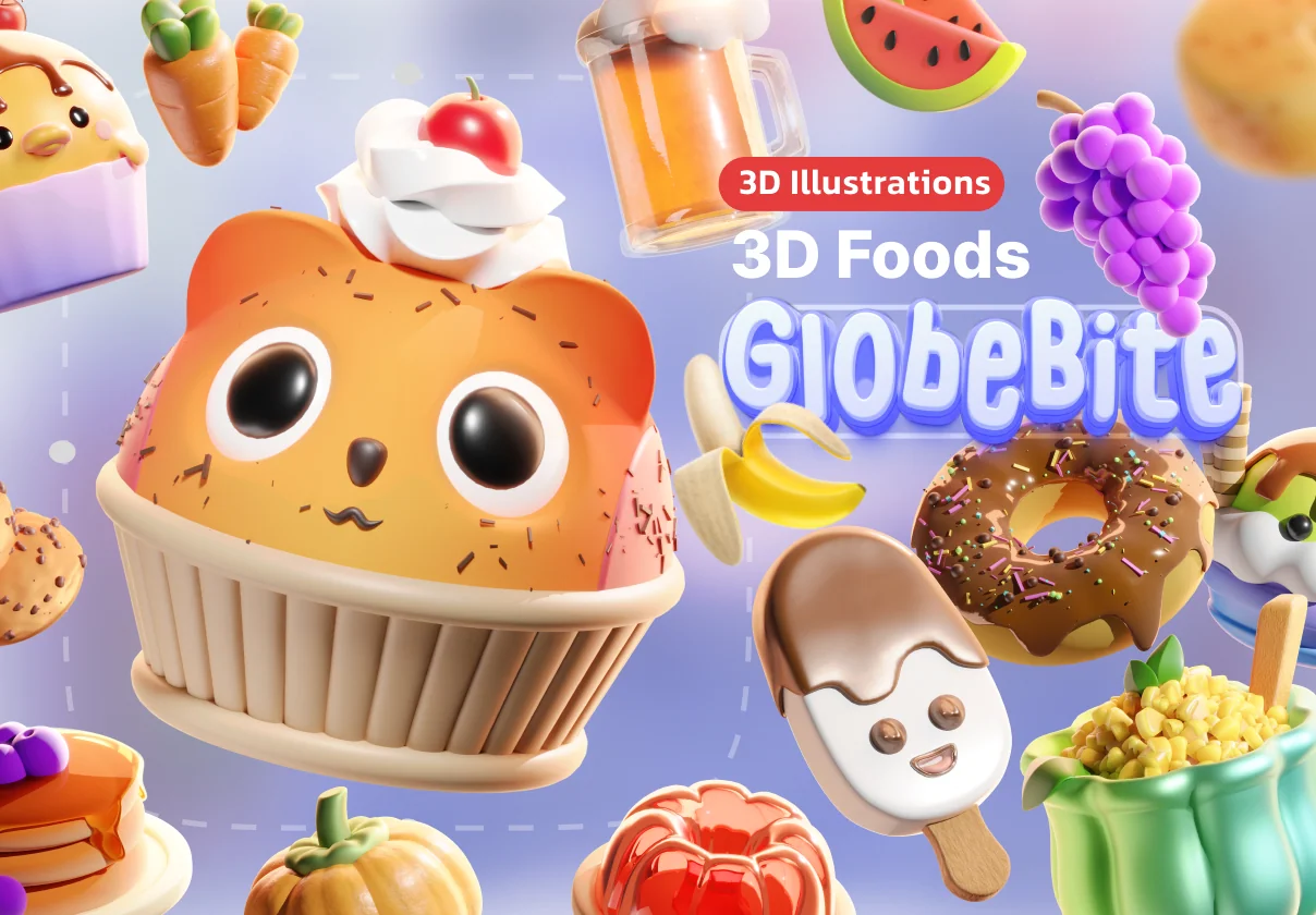 Globebite - 3D Foods Illustrations