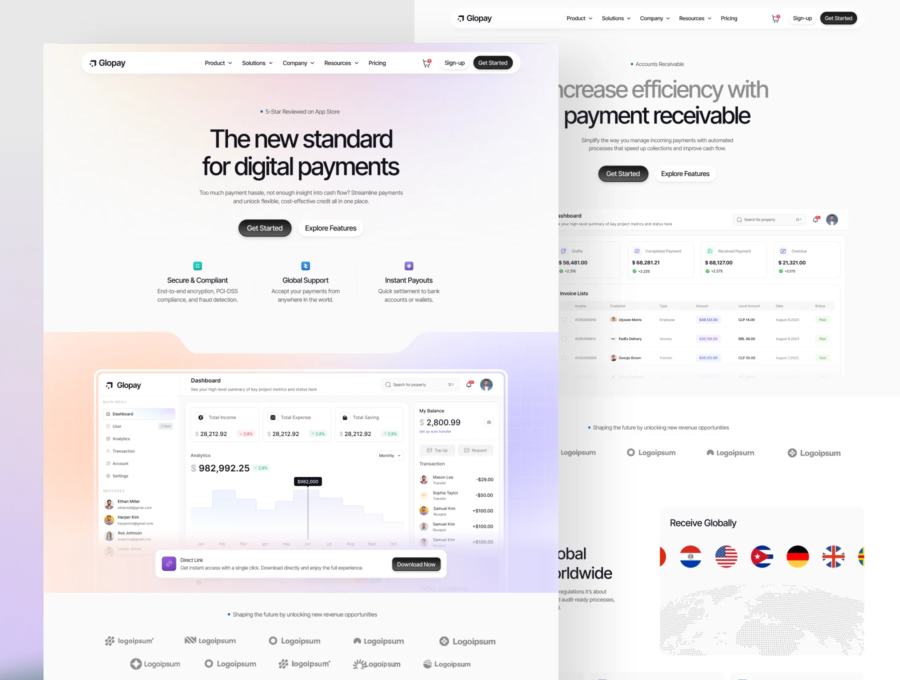 Glopay – Finance Management SaaS Website