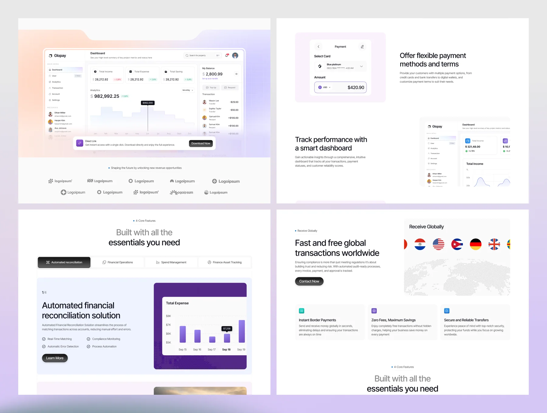Glopay – Finance Management SaaS Website 2