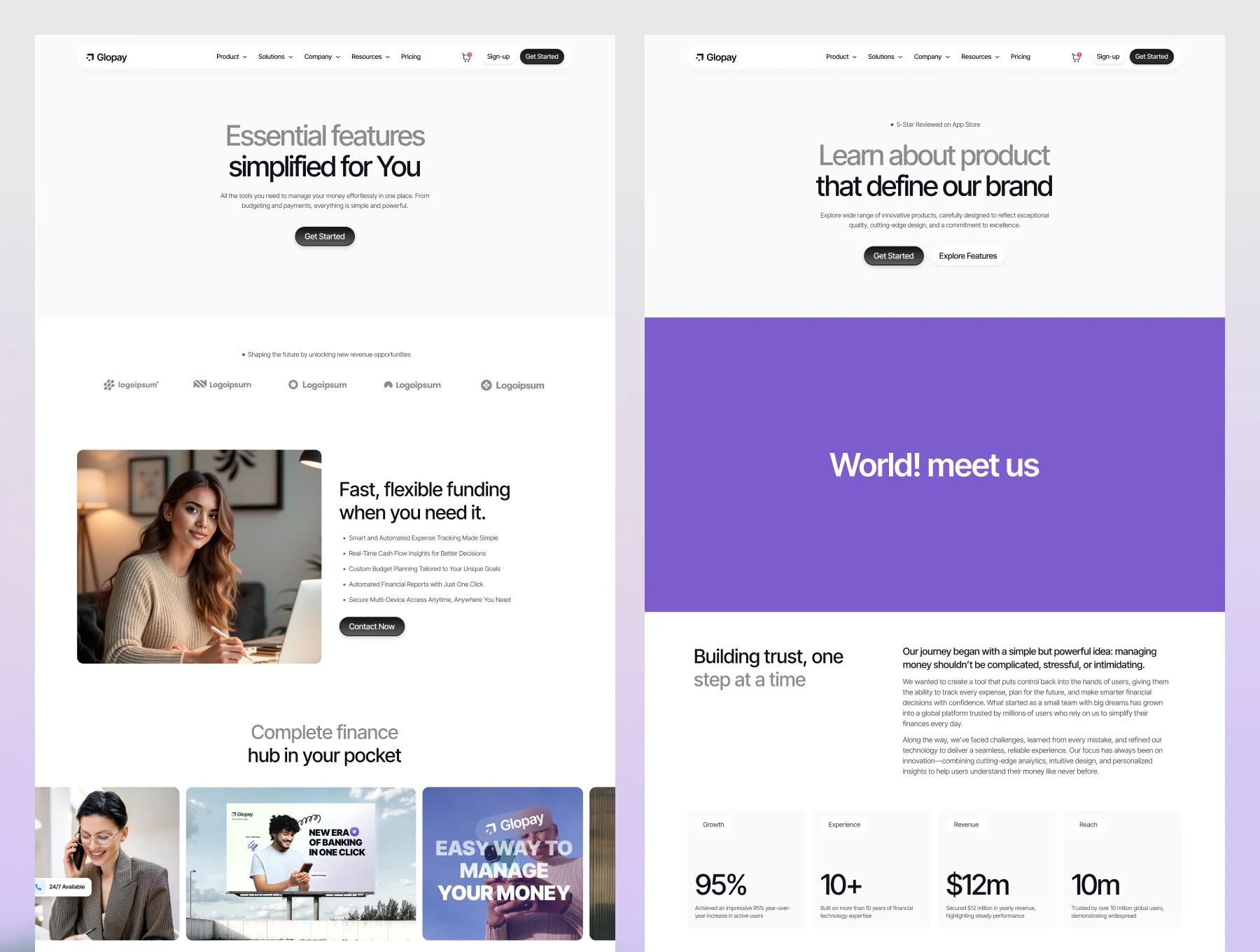Glopay – Finance Management SaaS Website 4