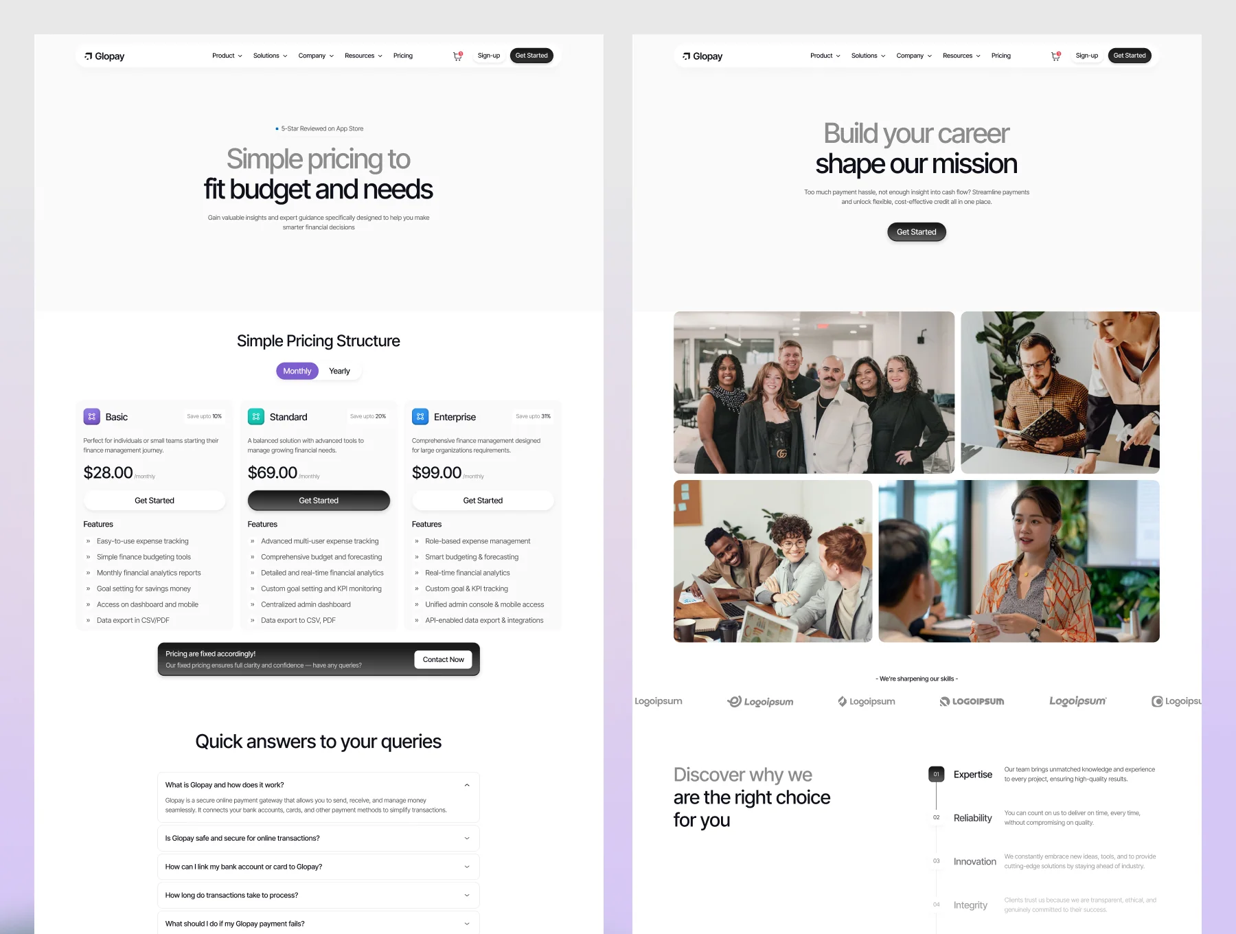 Glopay – Finance Management SaaS Website 5