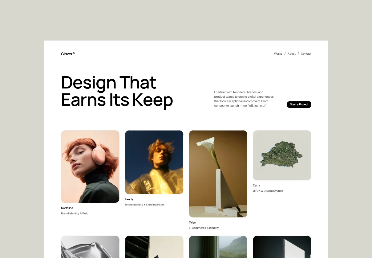 Glover® - Portfolio template for creatives