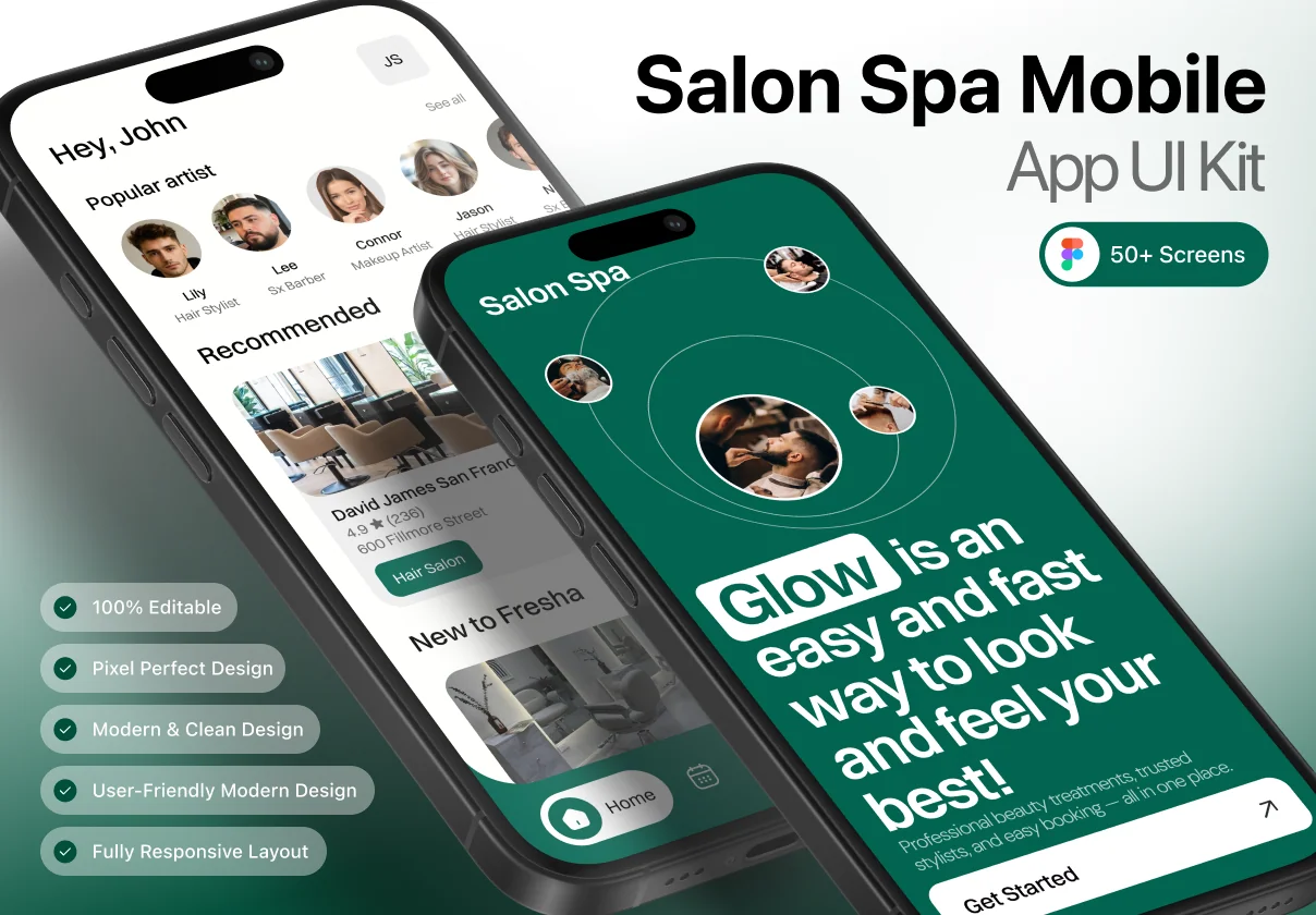 Glow – Salon & Spa Booking App UI Kit