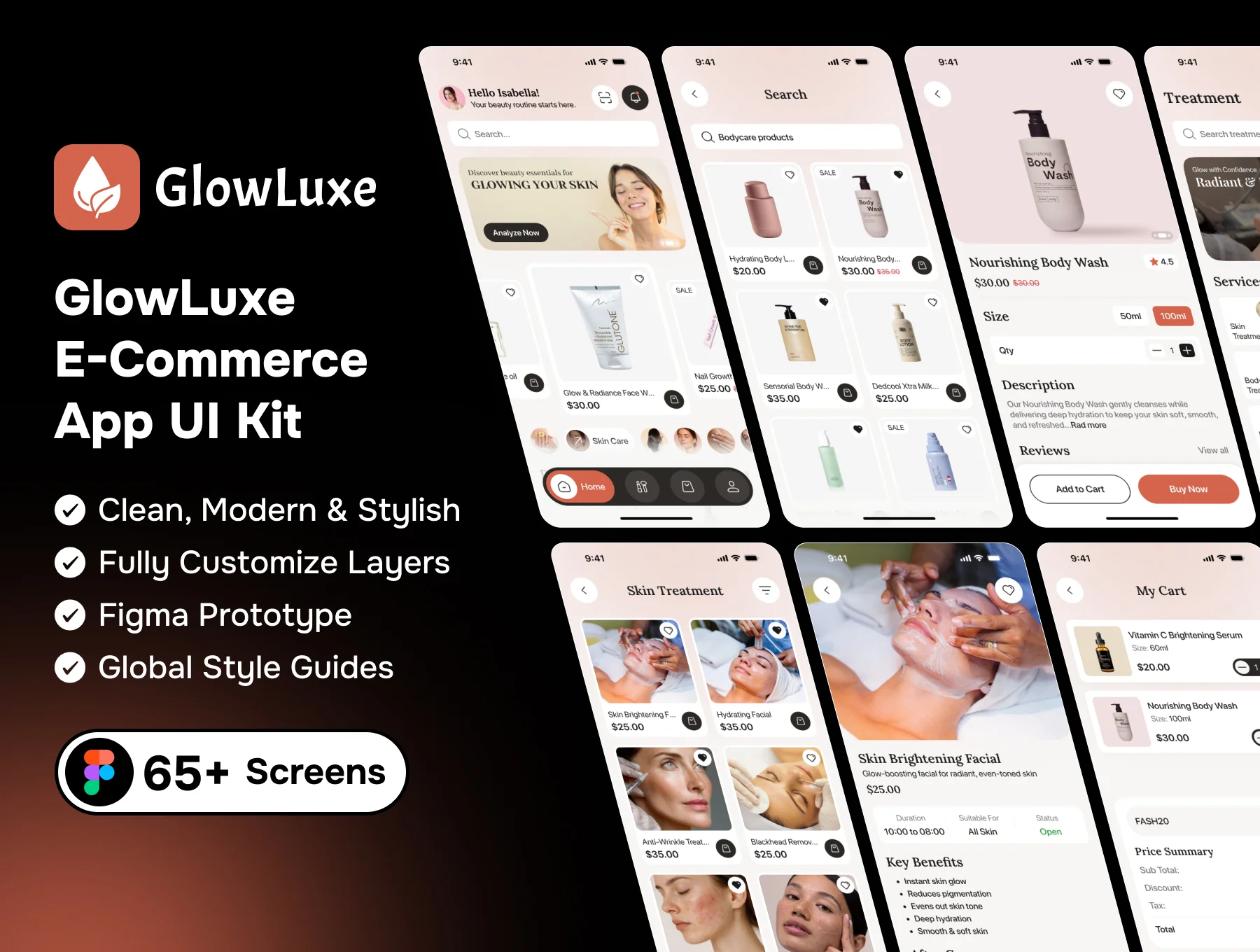 GlowLuxe – E-Commerce App UI Kit