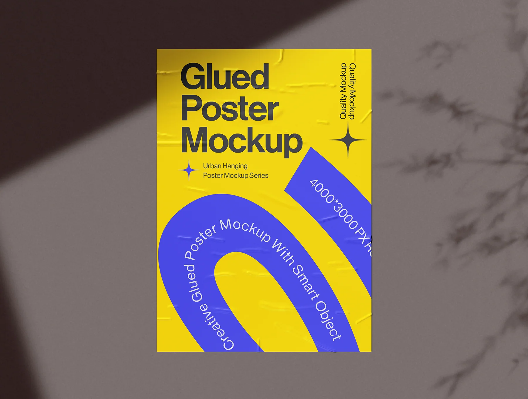 Glued Poster on Wall Mockup Set - 08 Scene 7