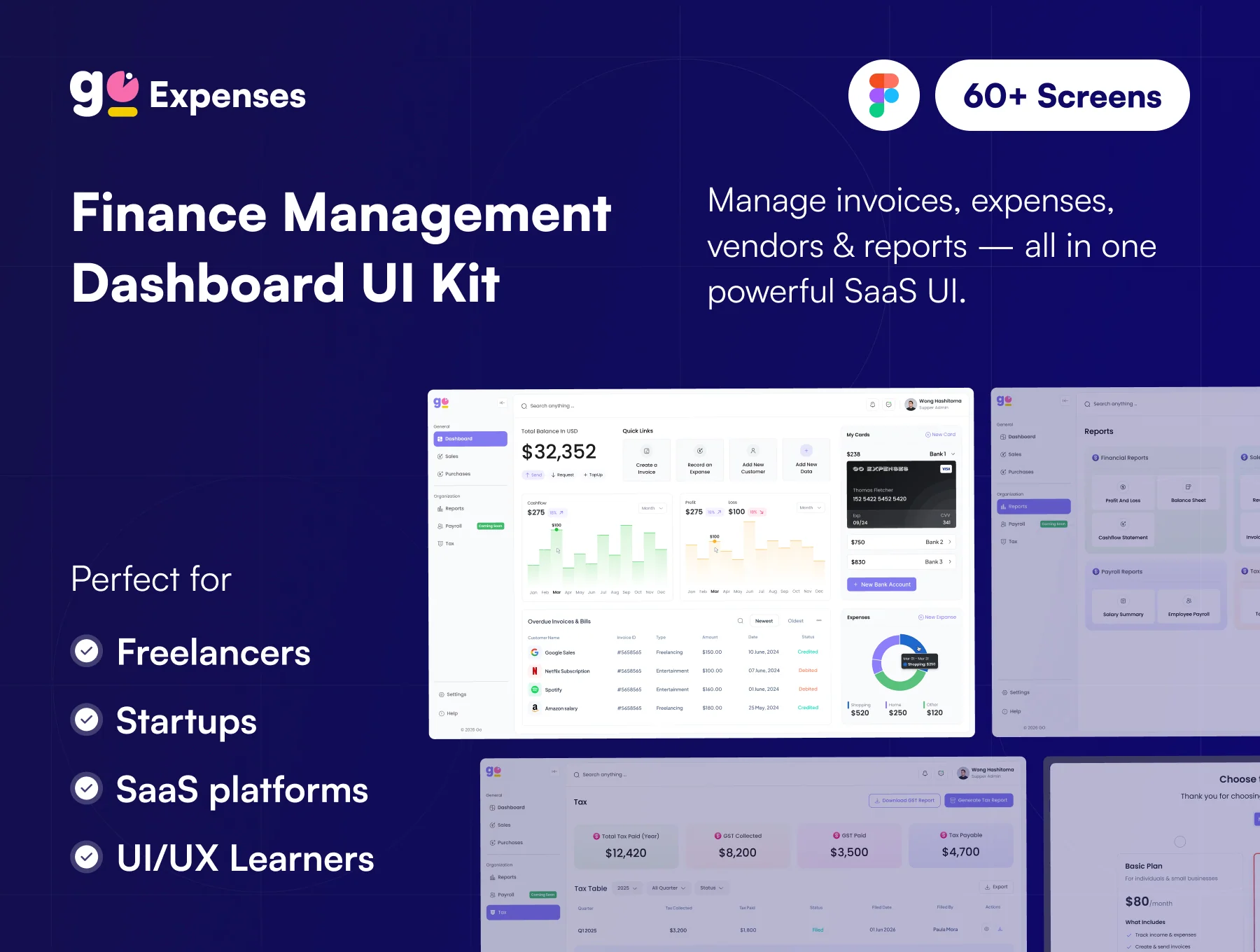 Go Expenses — Finance & Expense Management Dashboard UI Kit (SaaS, Fintech, Admin Panel)