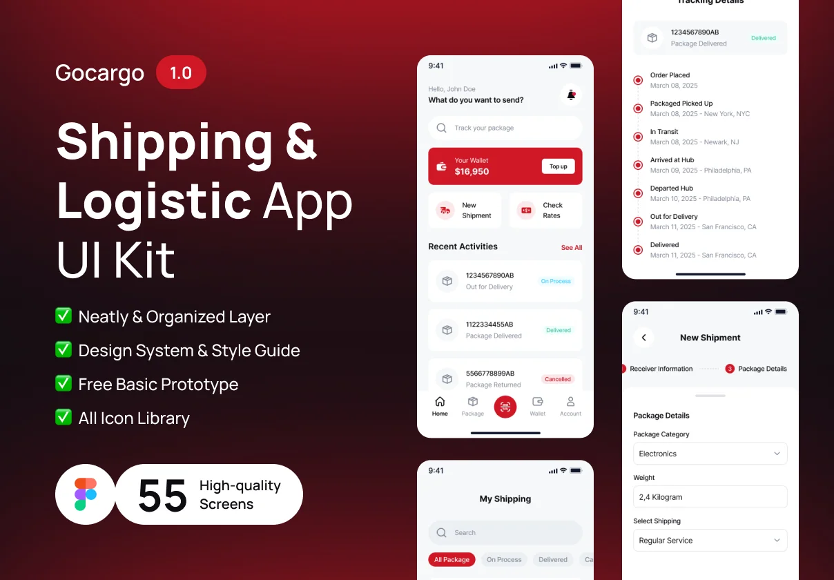 Gocargo - Shipping & Logistic App UI Kit