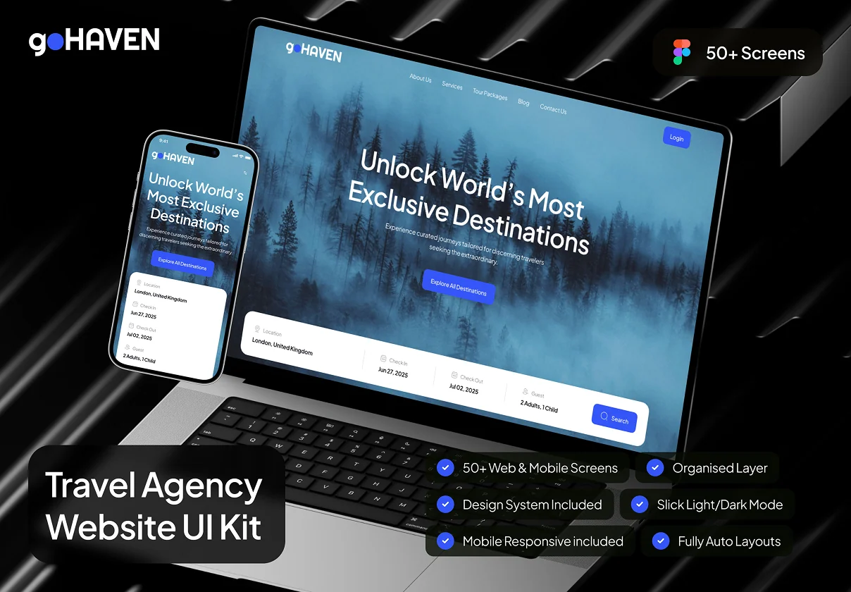 goHAVEN - Travel Agency Website UI Kit