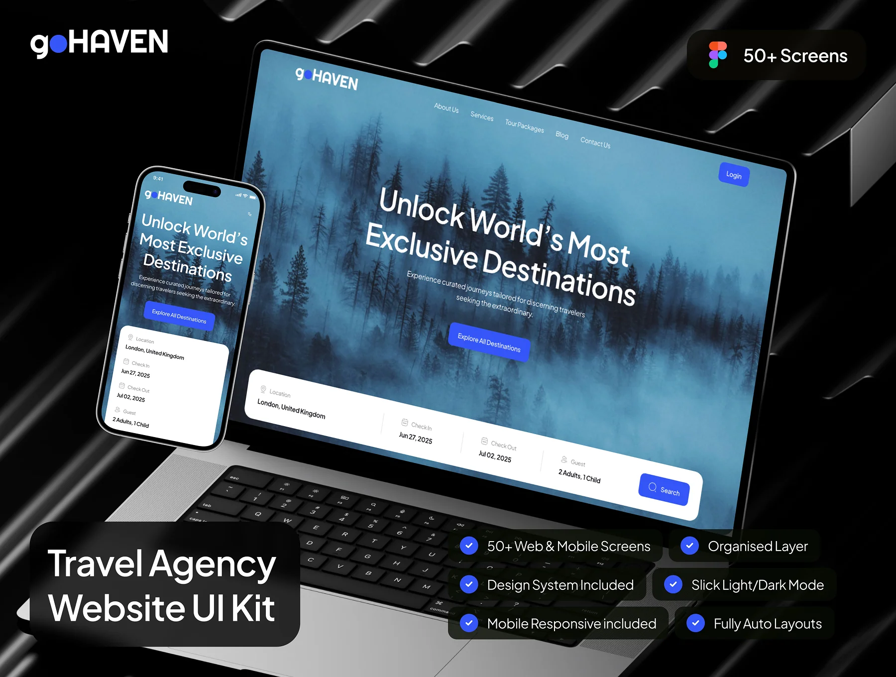 goHAVEN - Travel Agency Website UI Kit