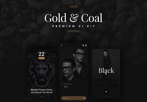 Gold & Coal iOS UI Kit