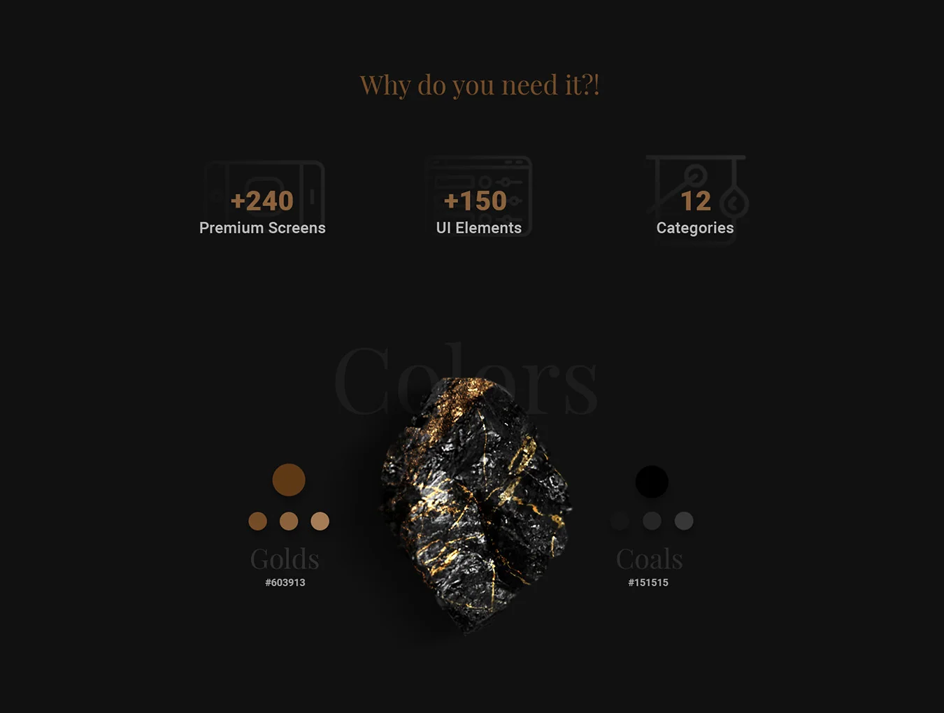 Gold & Coal iOS UI Kit