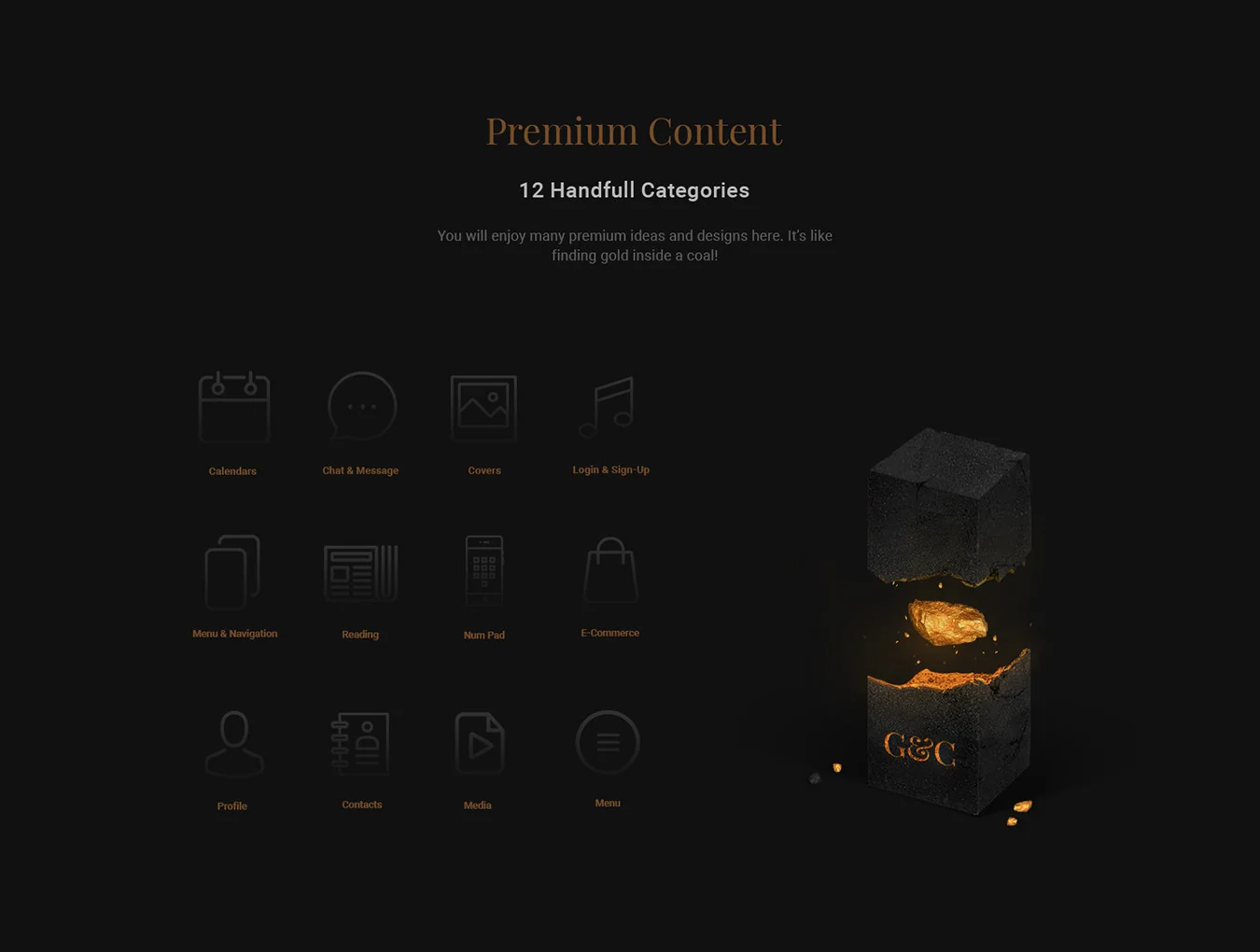 Gold & Coal iOS UI Kit 3