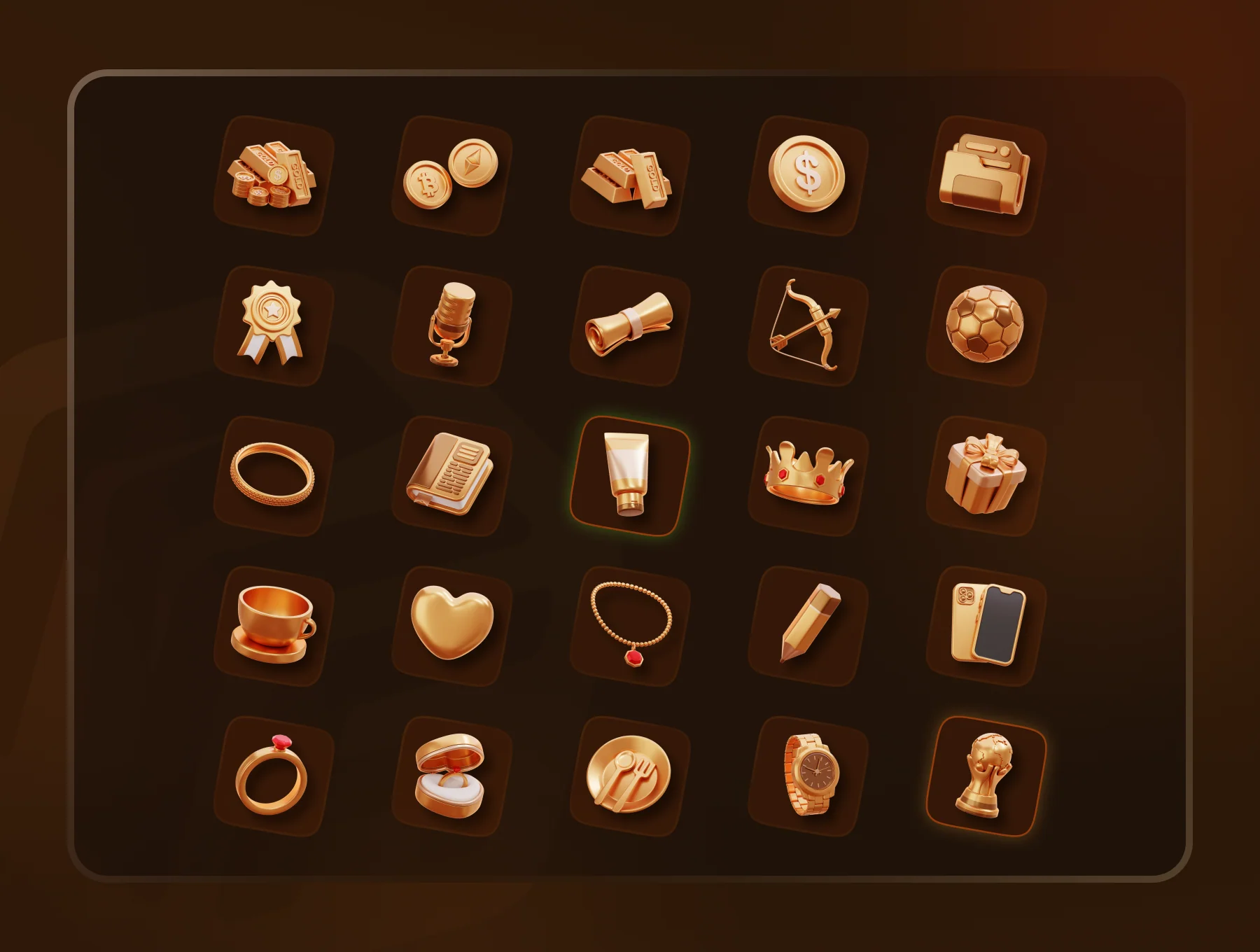 Golden Object 3D Icon Set 2