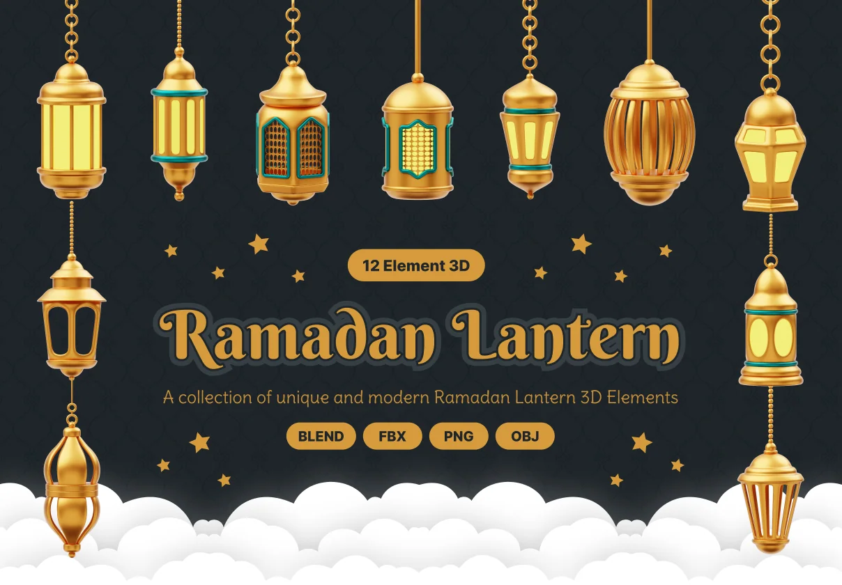 Golden Ramadan Lantern Ornament Decoration