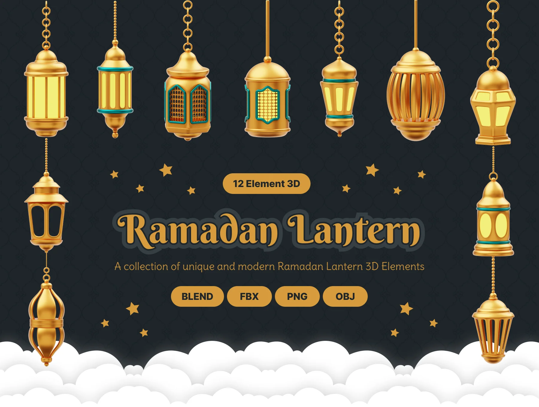 Golden Ramadan Lantern Ornament Decoration