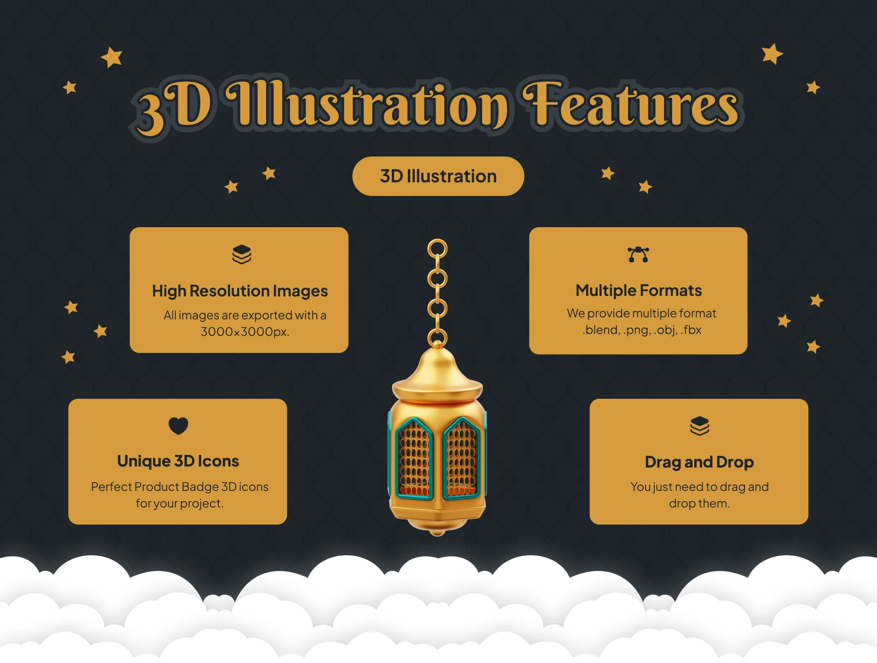 Golden Ramadan Lantern Ornament Decoration 2