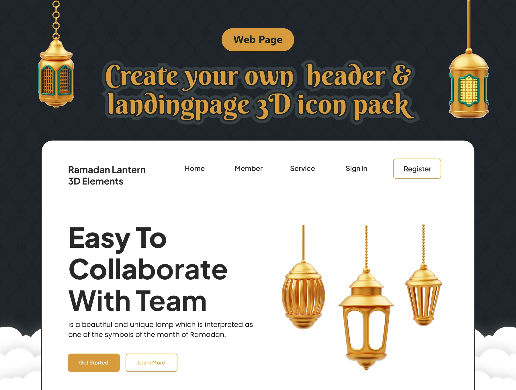 Golden Ramadan Lantern Ornament Decoration 3