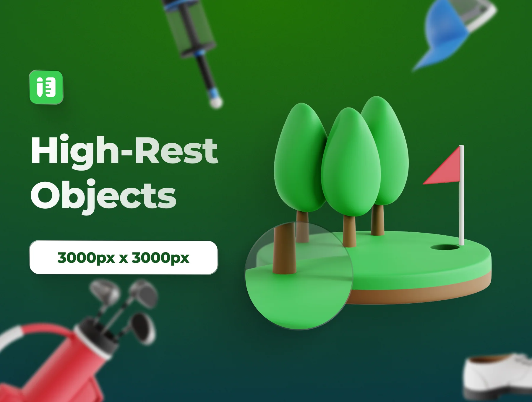 Golf Sport 3D Icon Set 3