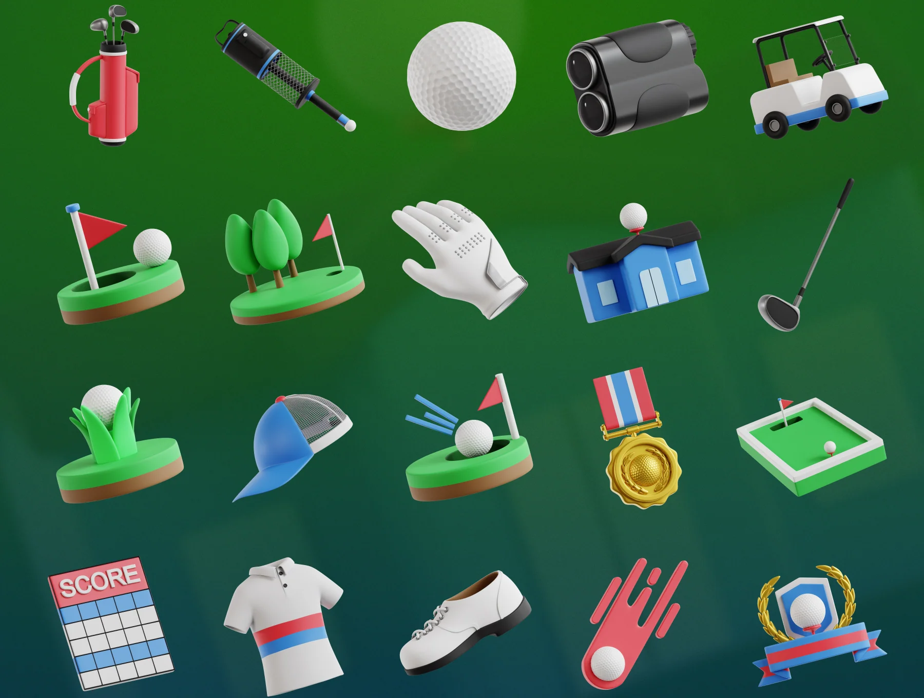 Golf Sport 3D Icon Set 6