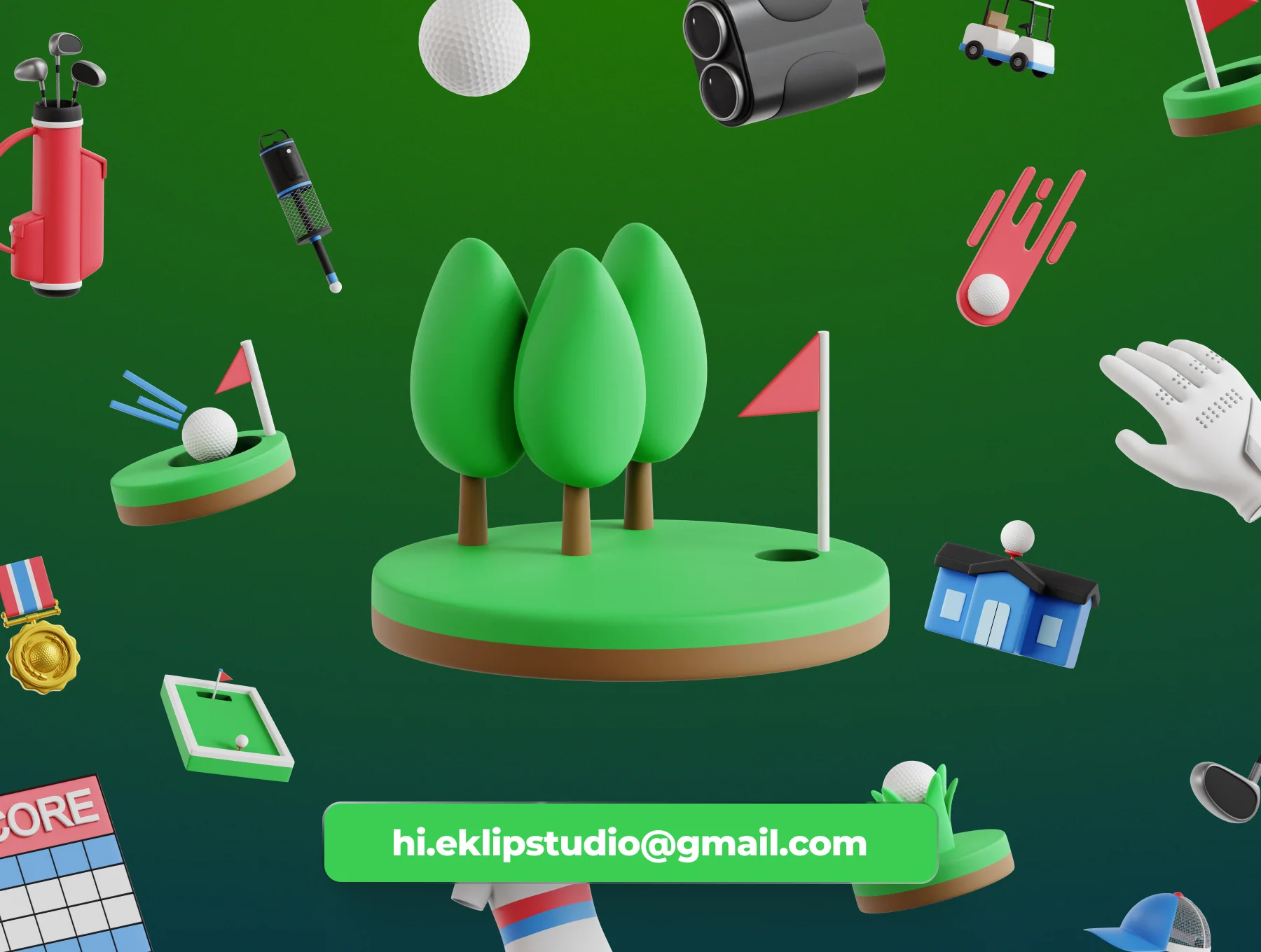 Golf Sport 3D Icon Set 7