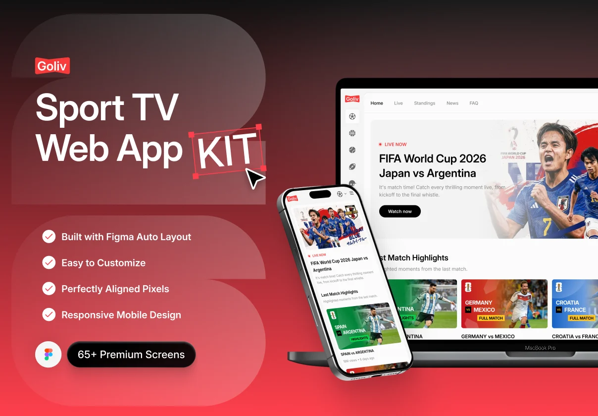 Goliv - Sport TV Web App Kit