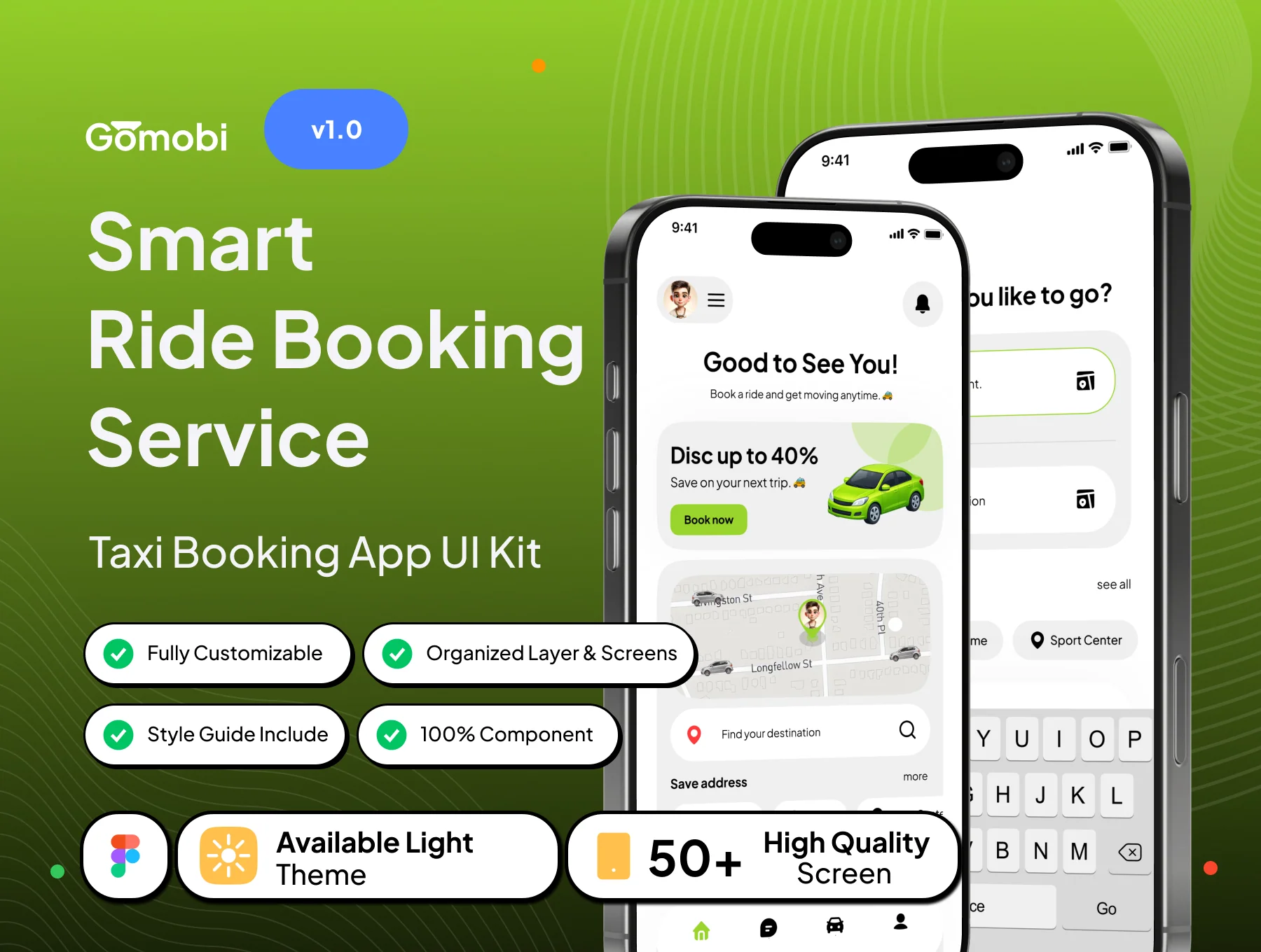 Gomobi – Smart Ride Booking Service App UI Kit